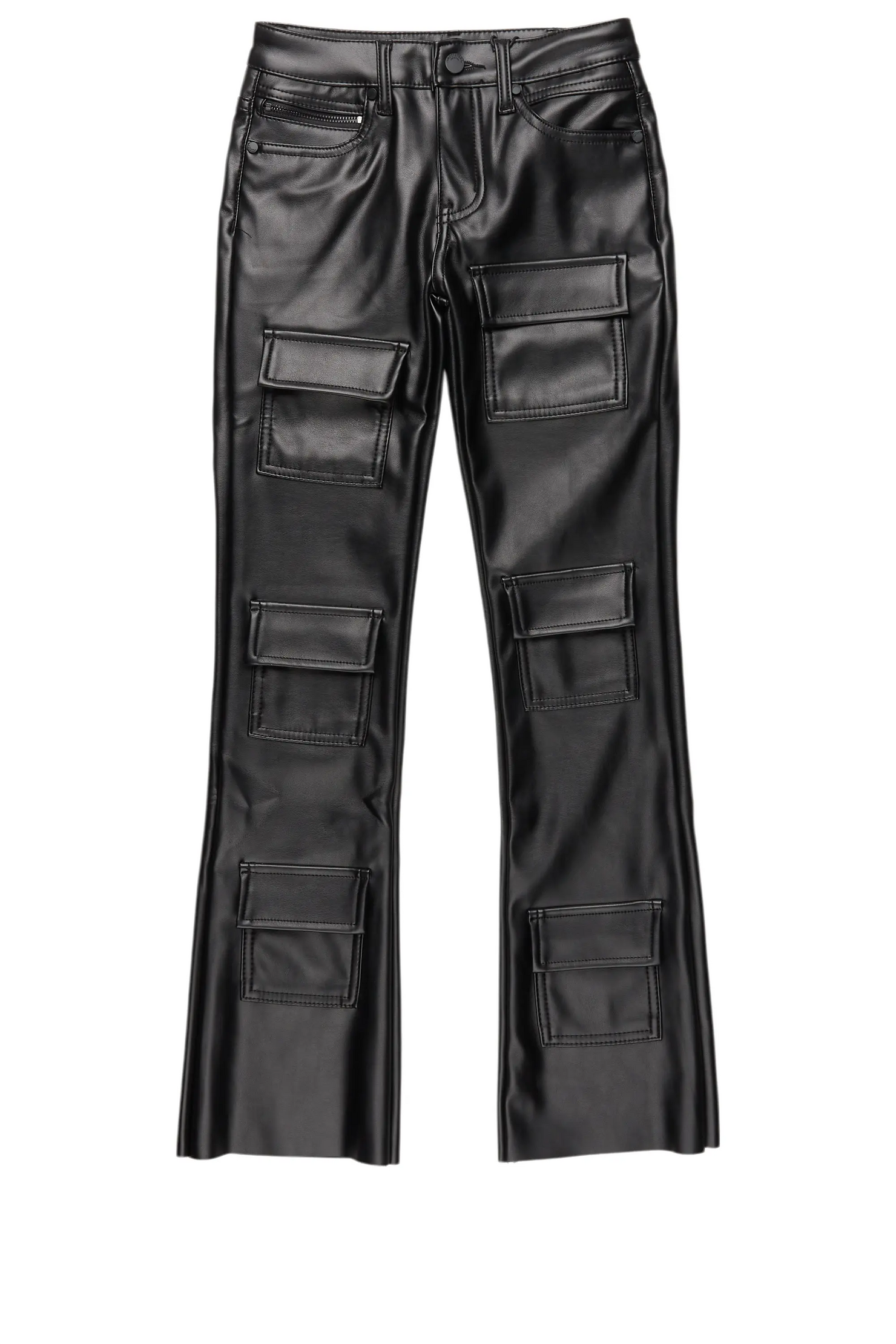 Girls Petrus Black  PU Leather Jean