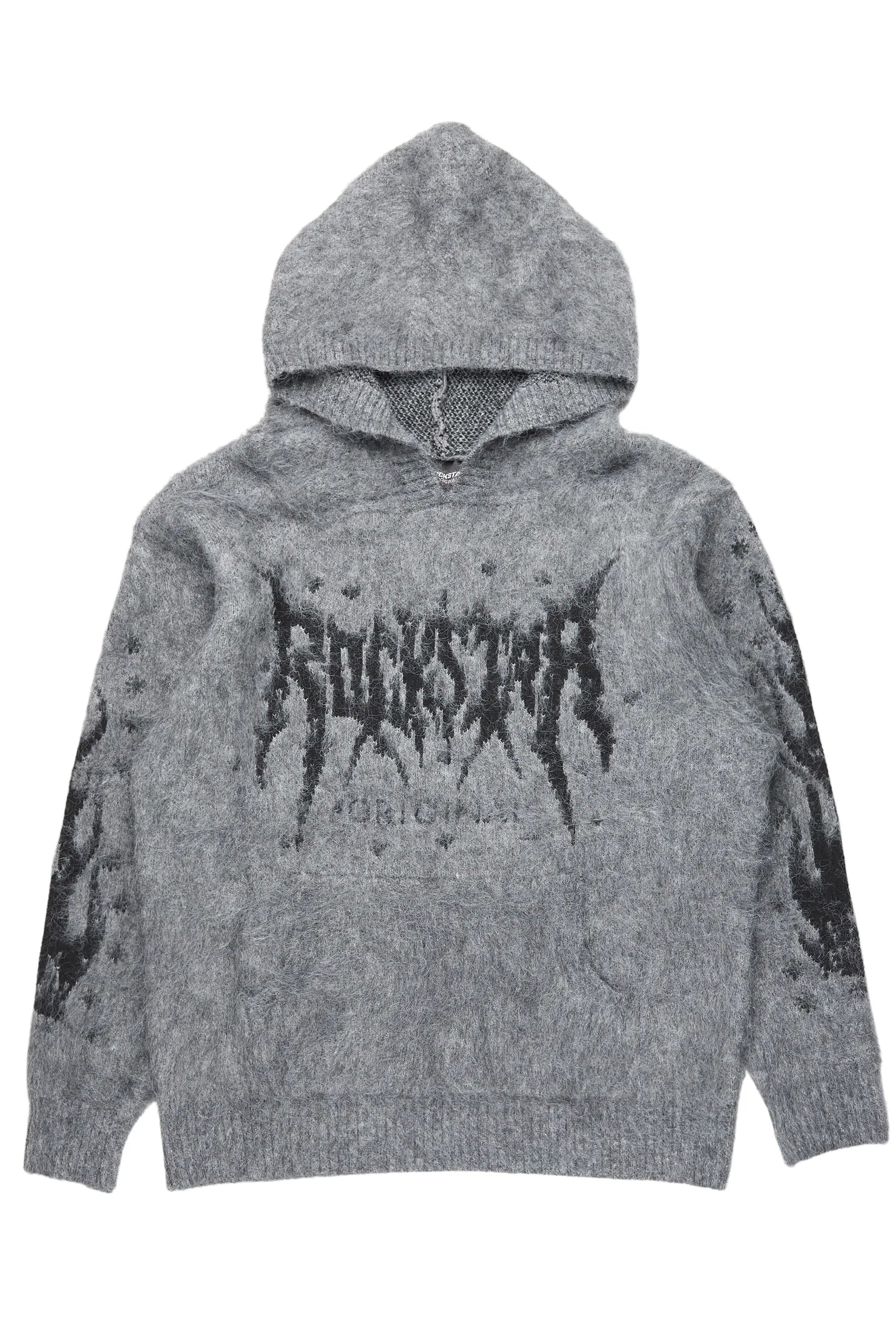 Raymond Grey Graphic Knitted Mohair Hoodie