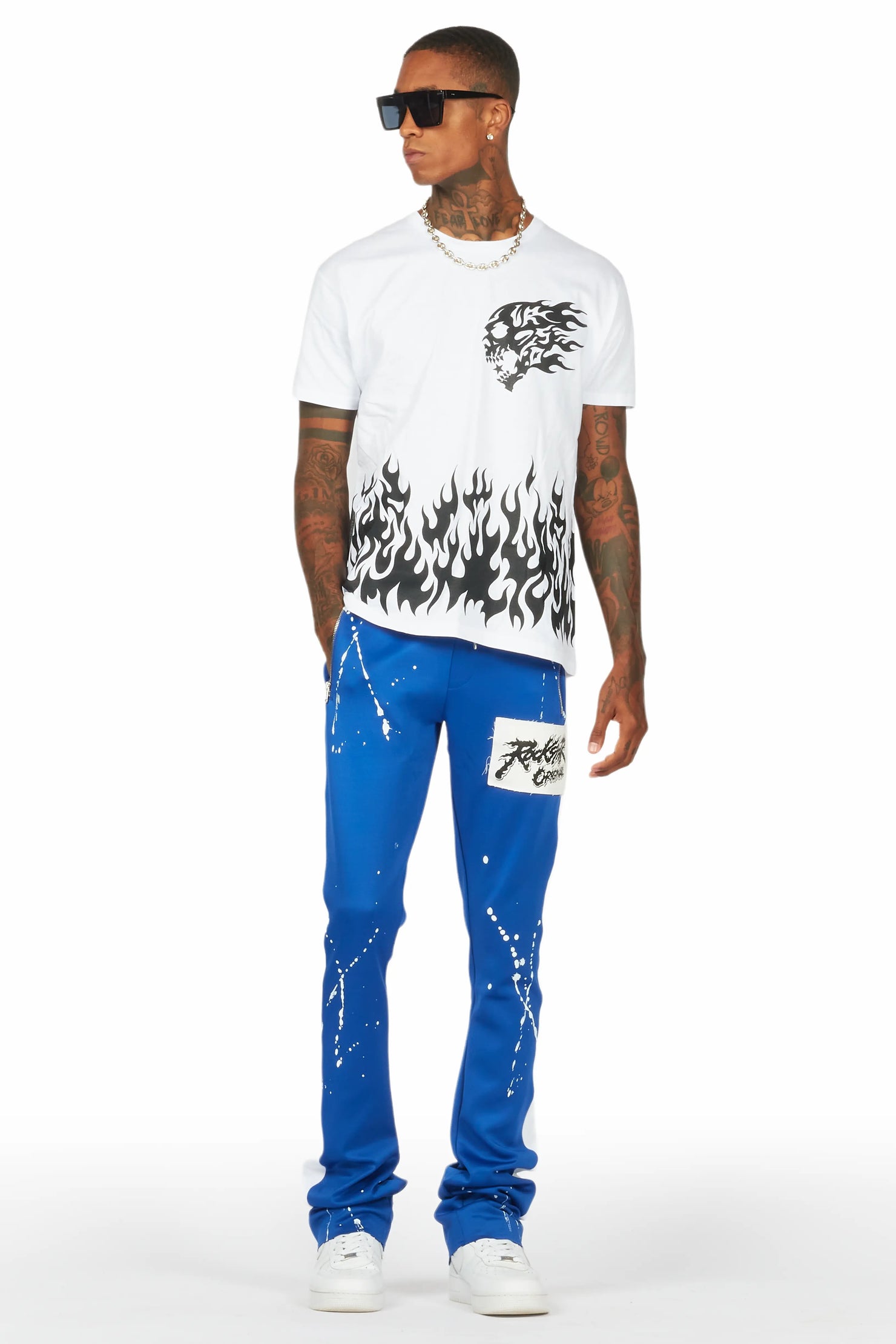 Bubble White/Royal T-Shirt/Stacked Flare Track Set