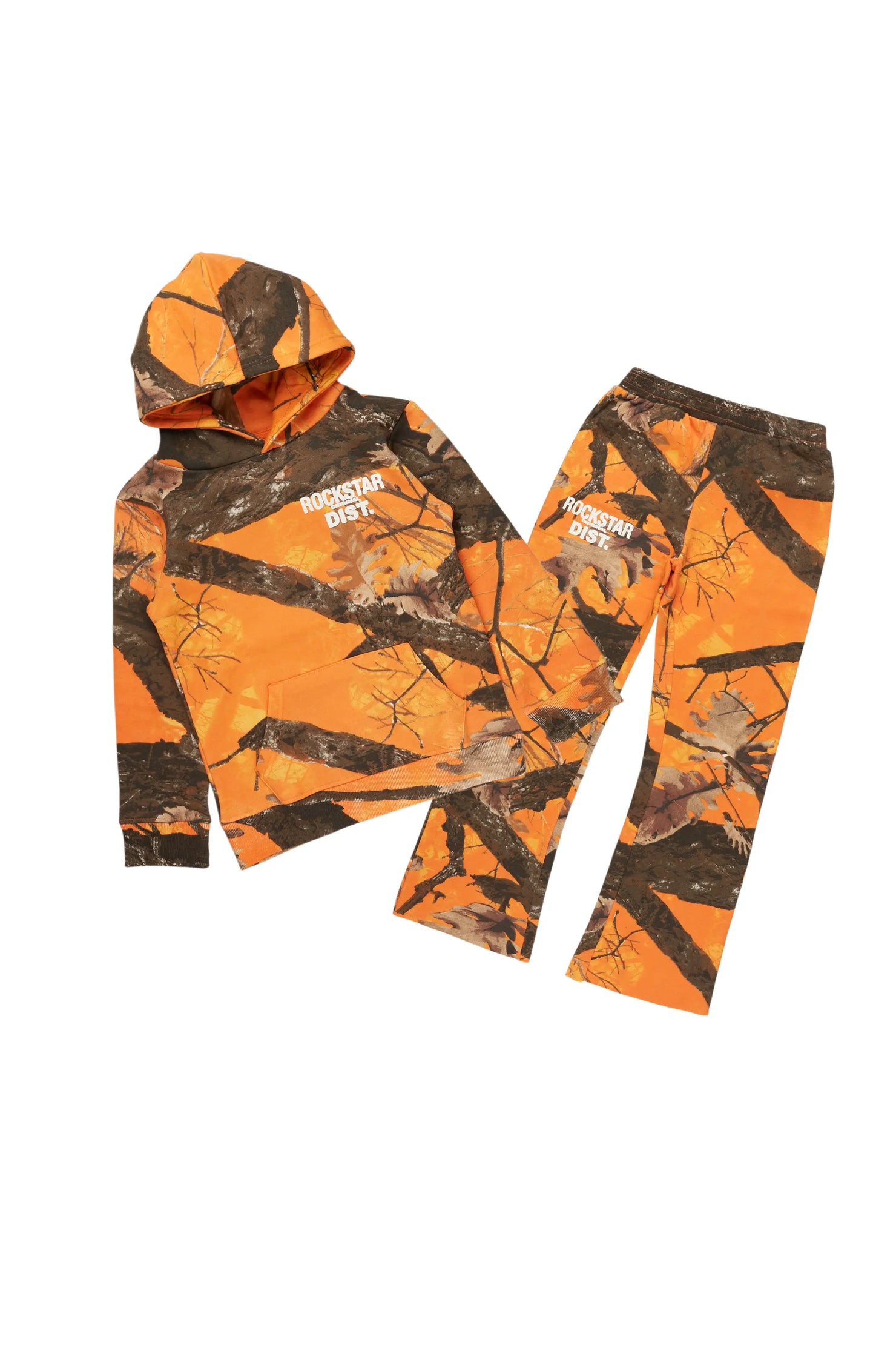 Boys Tabby Orange Graphic Stacked Flare Track Set