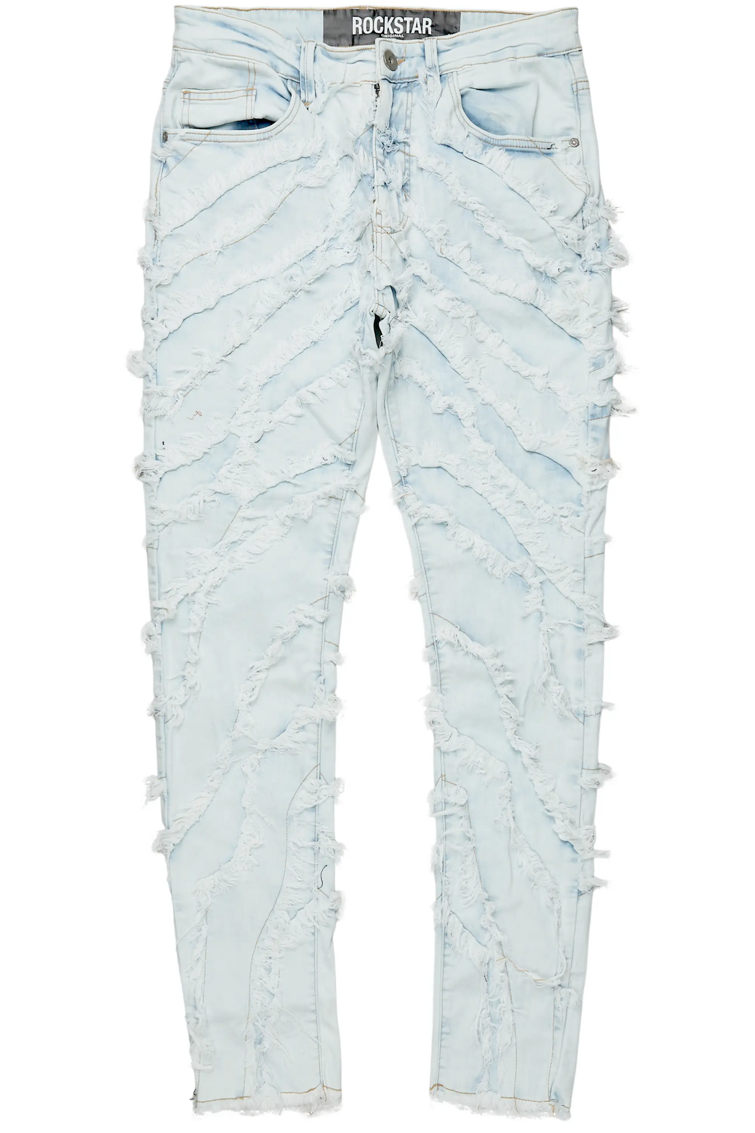 Cadiz Ice Blue Diagonal Patch Skinny Fit Jean