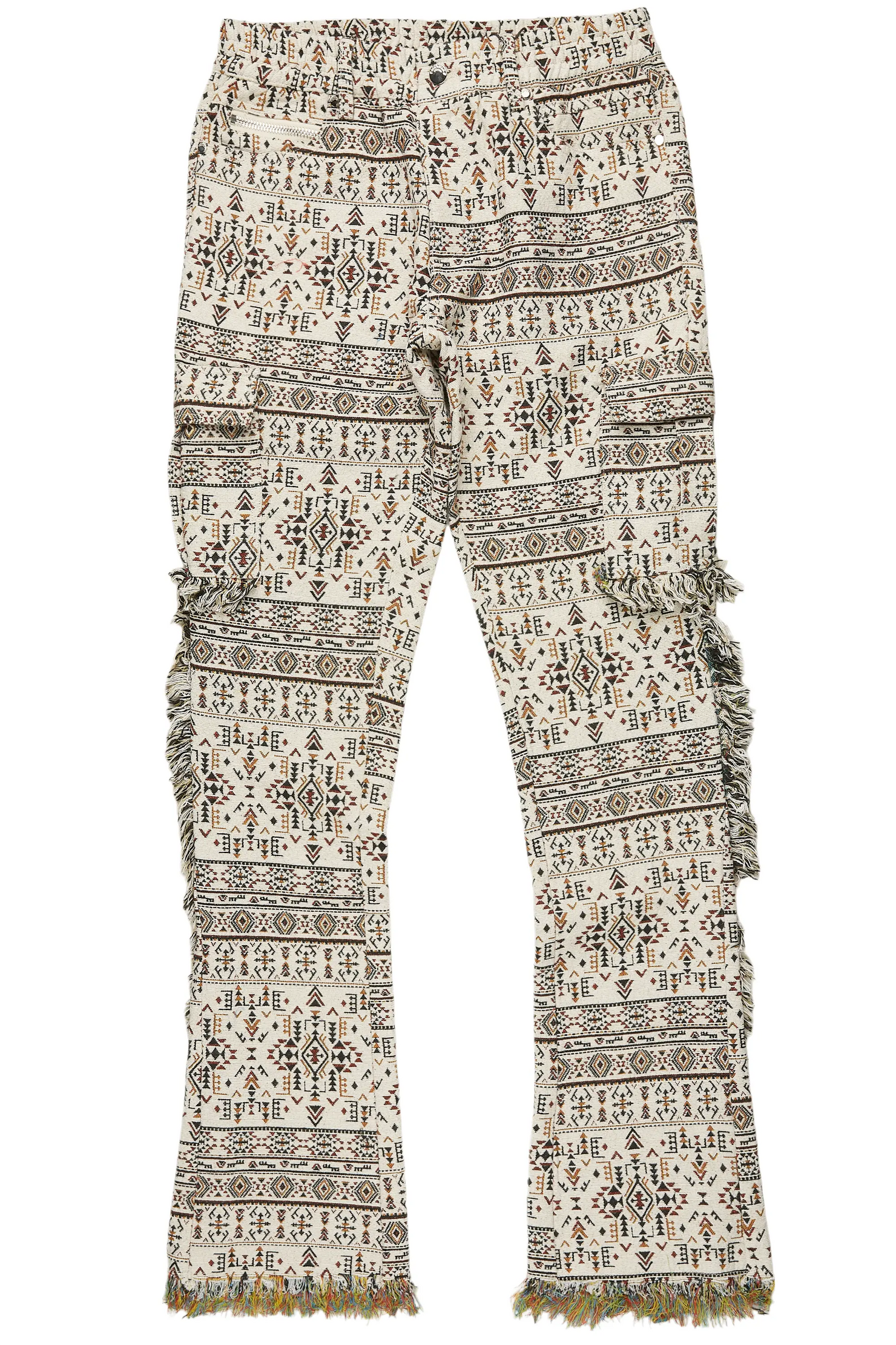 Ayaki Beige Slim Tapestry Flare Pants