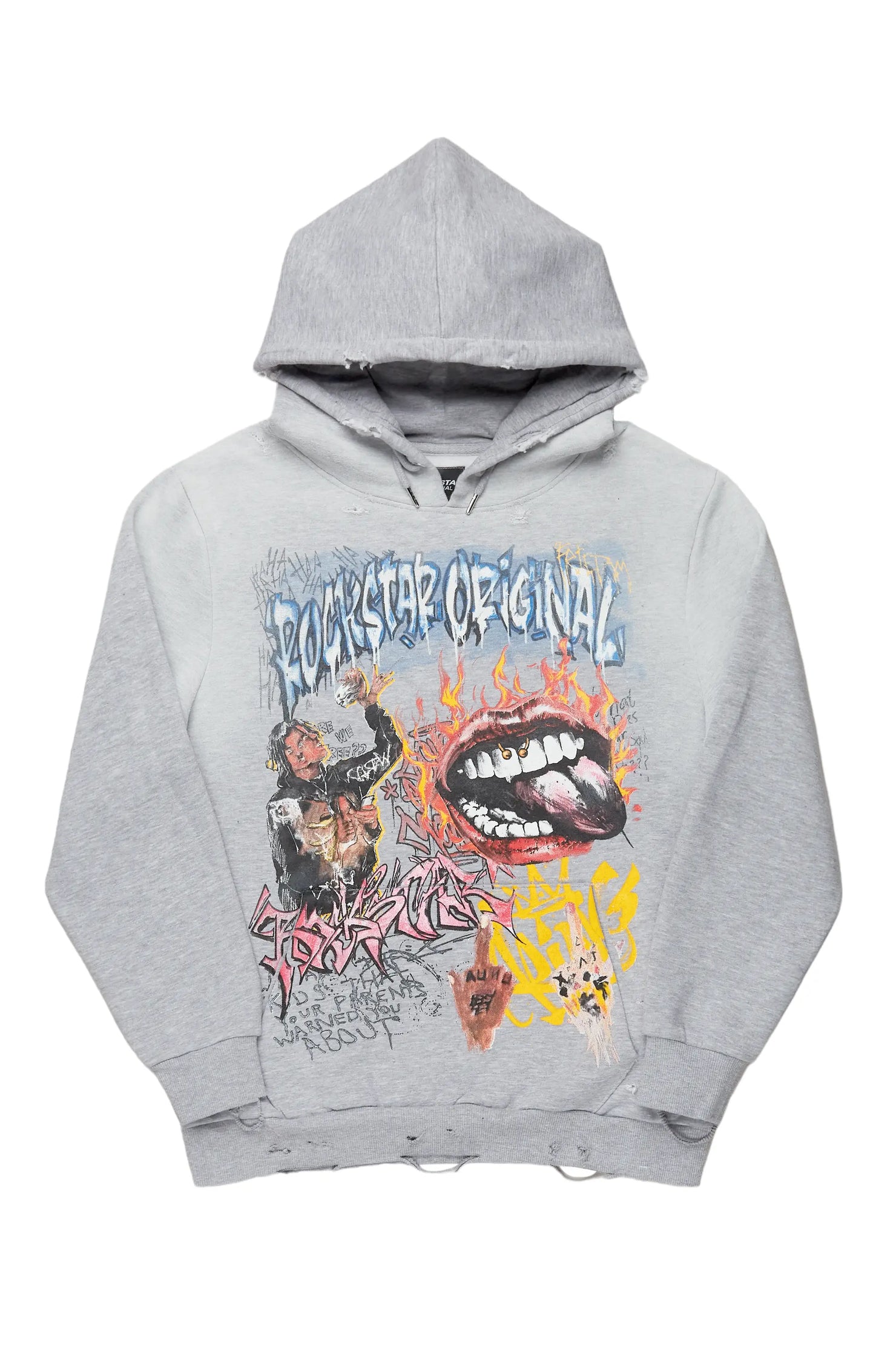 Yooz Heather Grey Graphic Hoodie