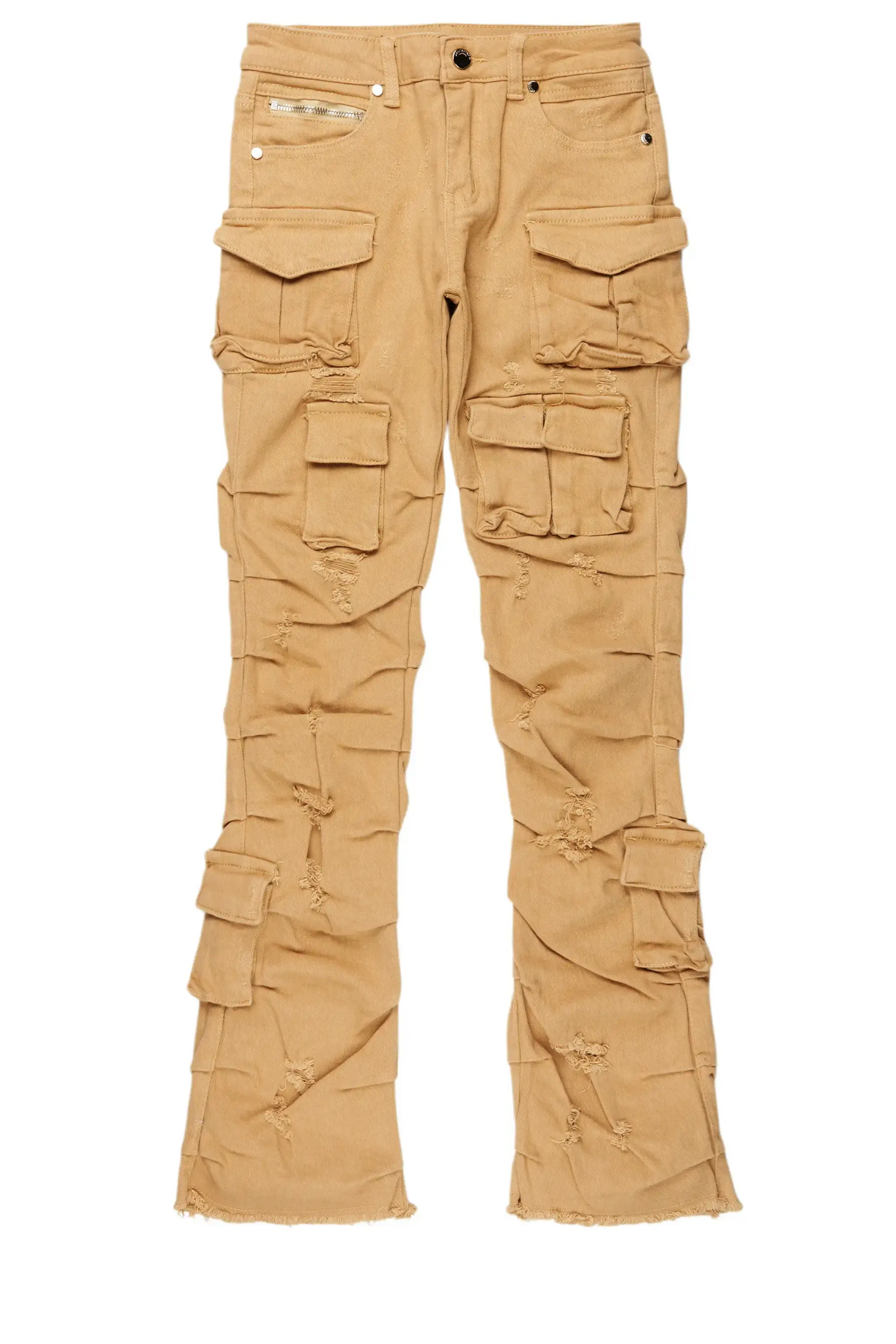 Boys Gentry Beige Stacked Flare Jean