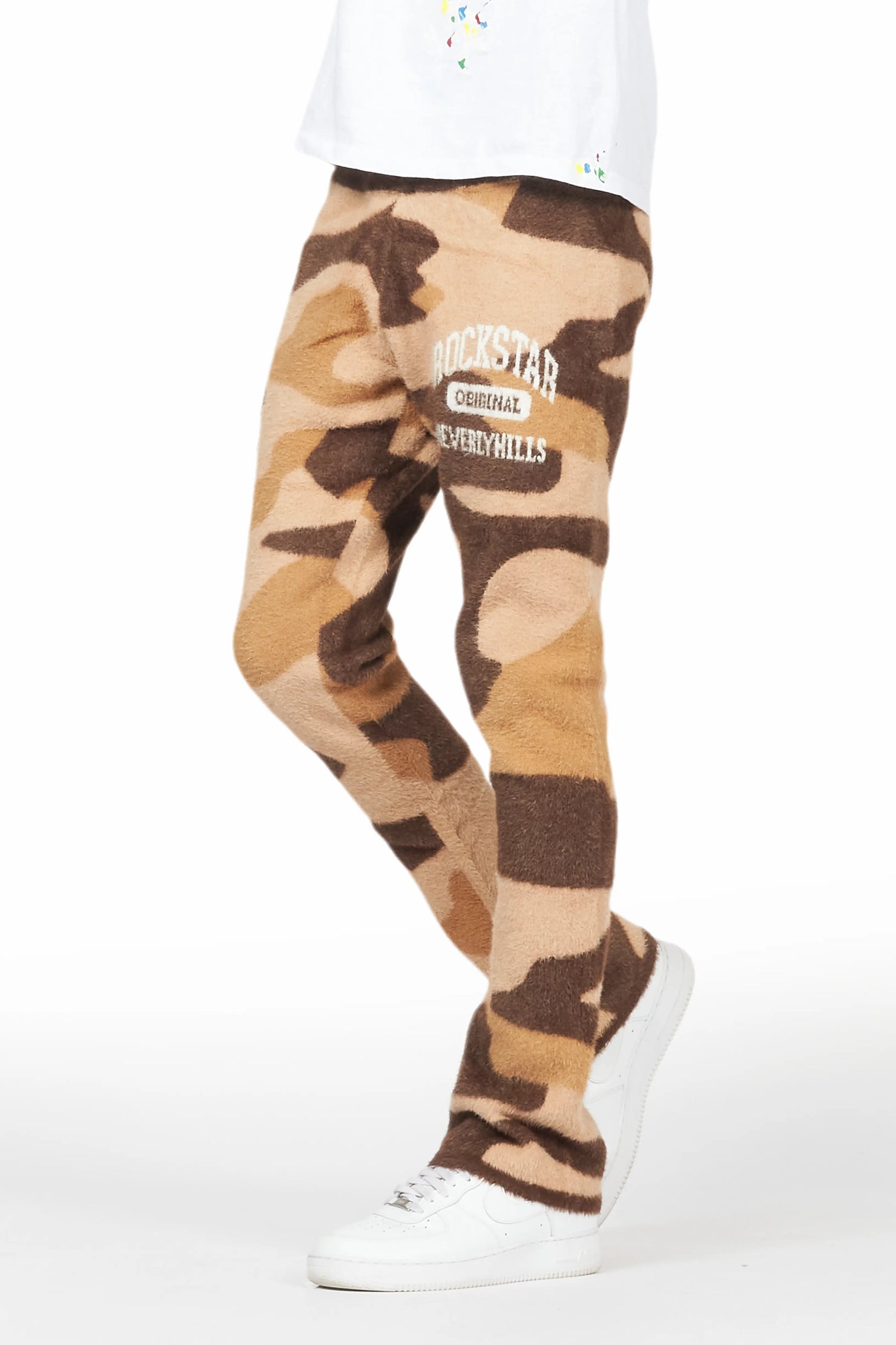 Rabi Camo Brown Knitted Mohair Pants