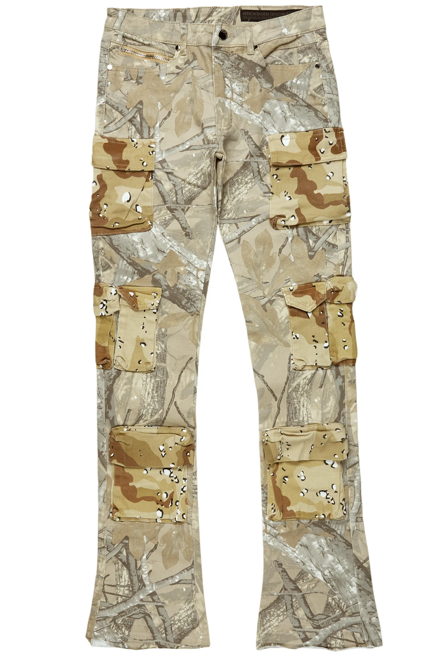 Yves Tree Camo Stacked Flare Cargo Jean