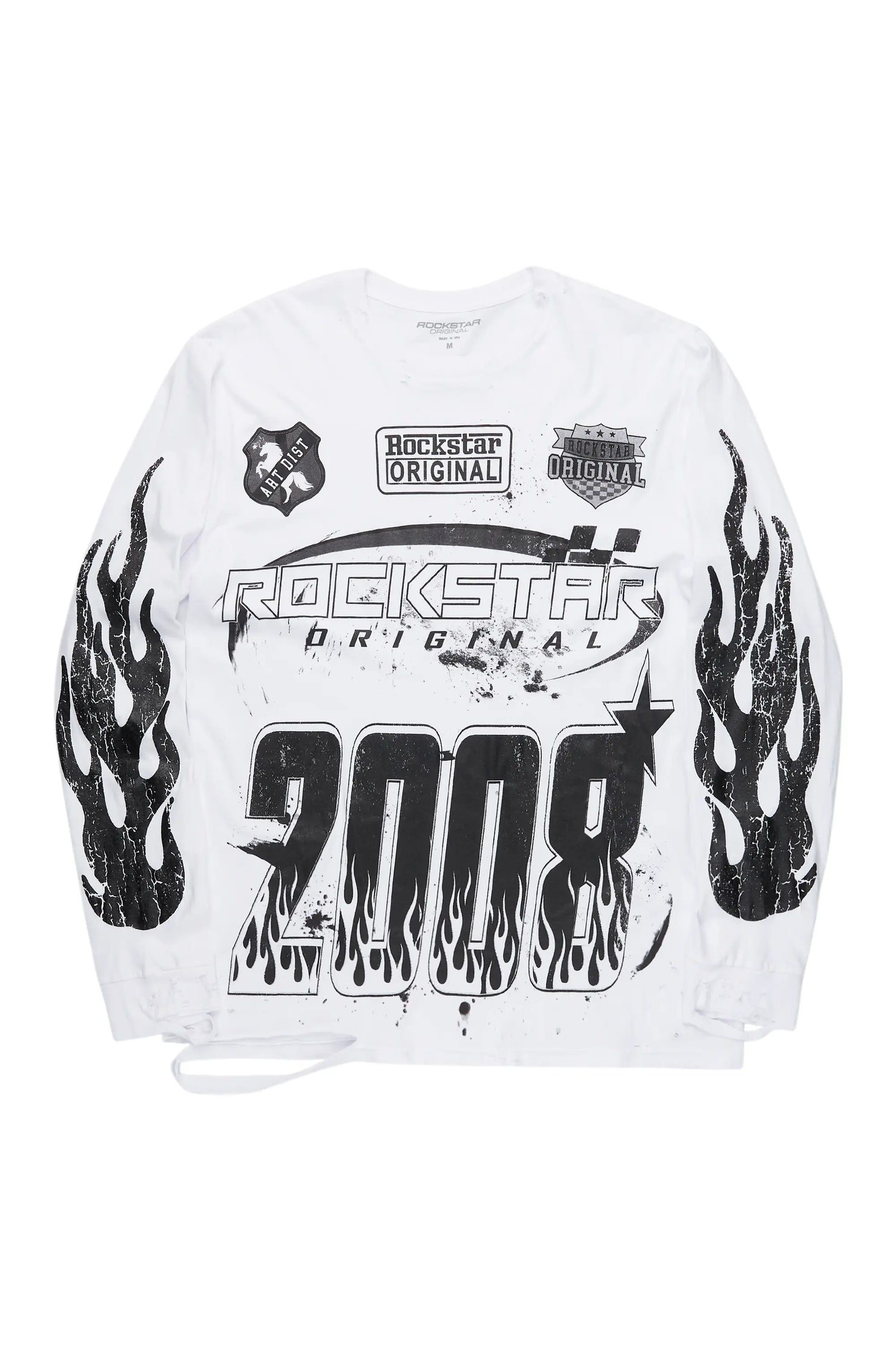 Amos White/Black Long Sleeve Graphic T-Shirt