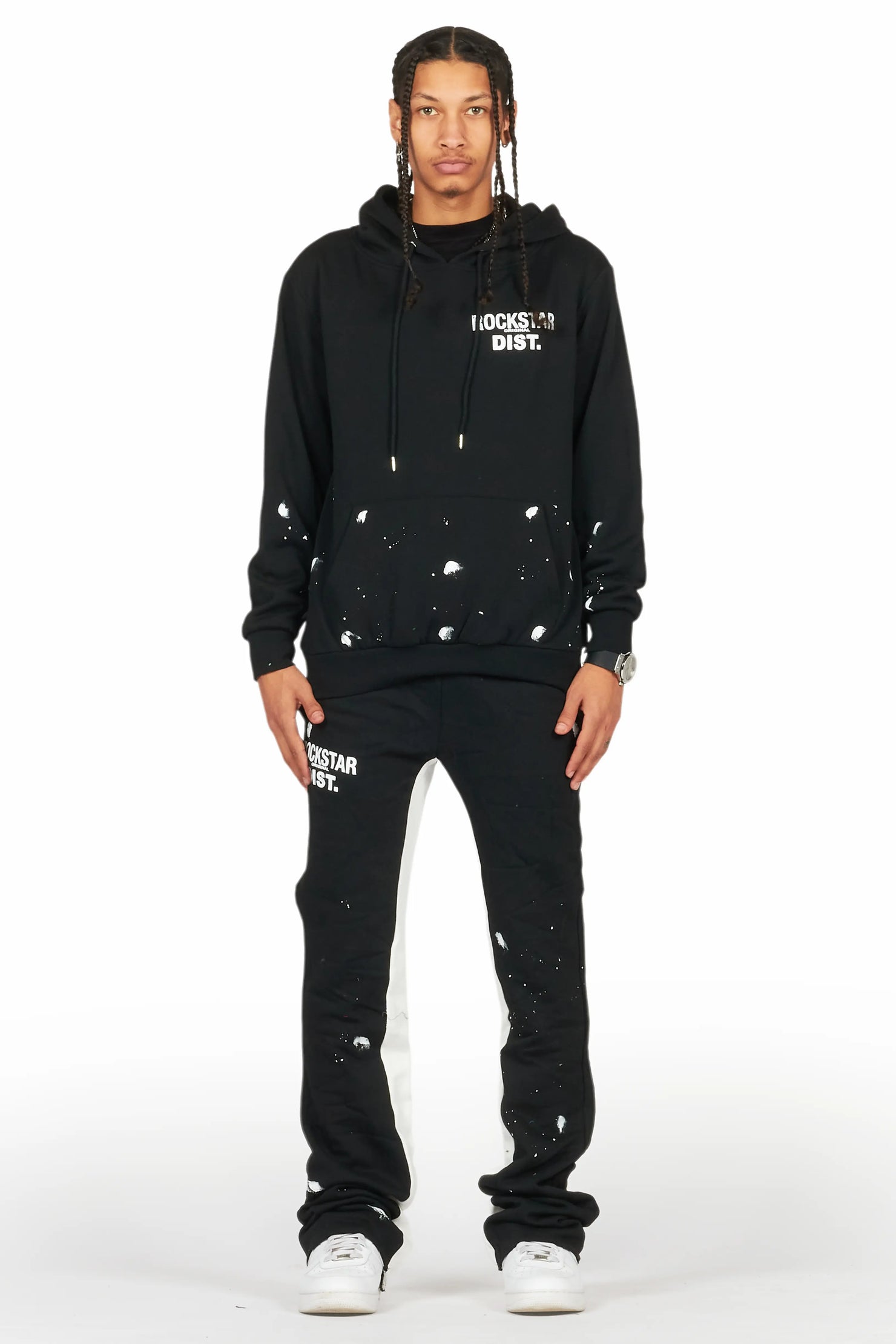 Raffer Black/White Hoodie Baggy Fit Pant Track Set