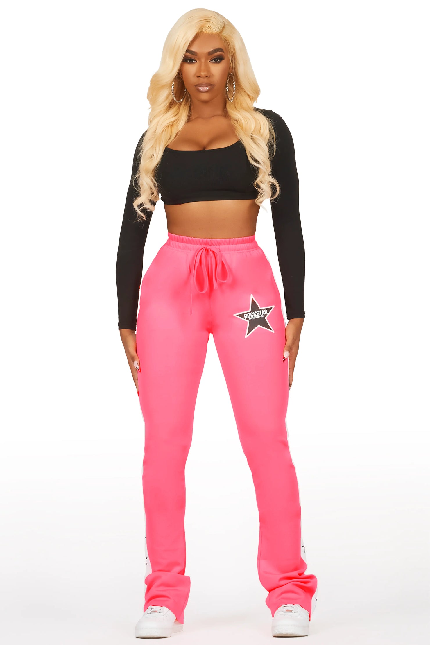 Kevona Neon Pink Super Stacked Track Pant