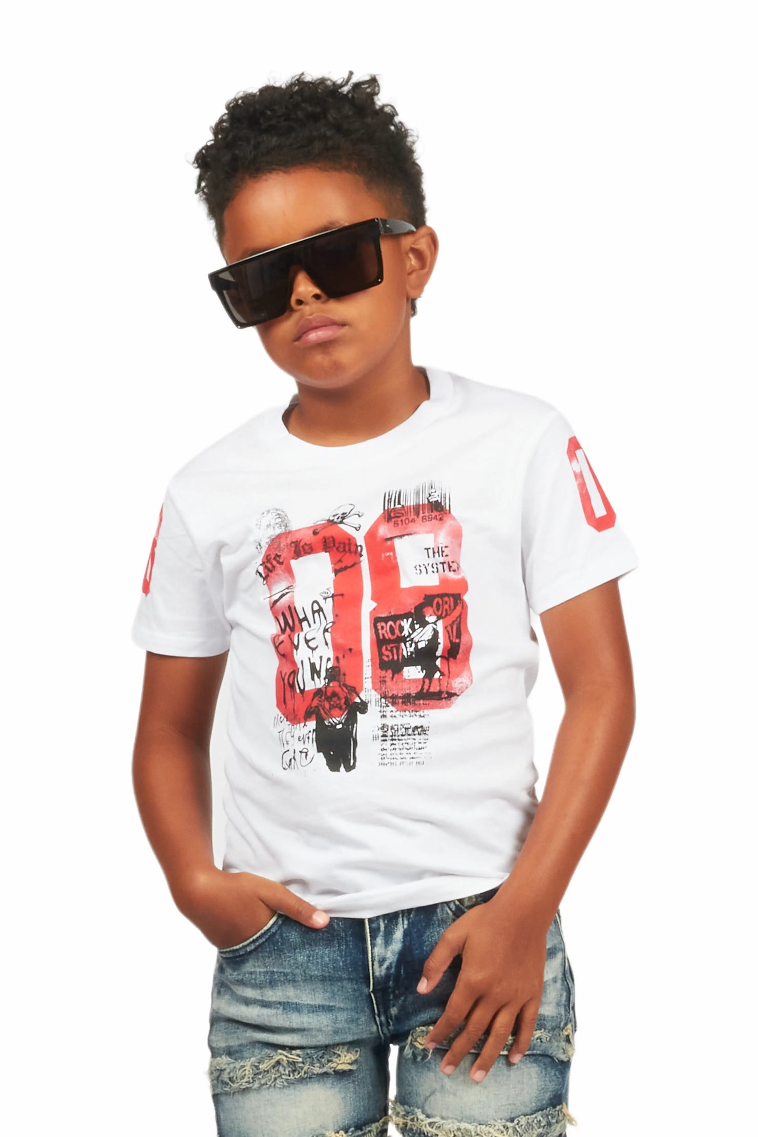 Boys Beau White Graphic T-Shirt