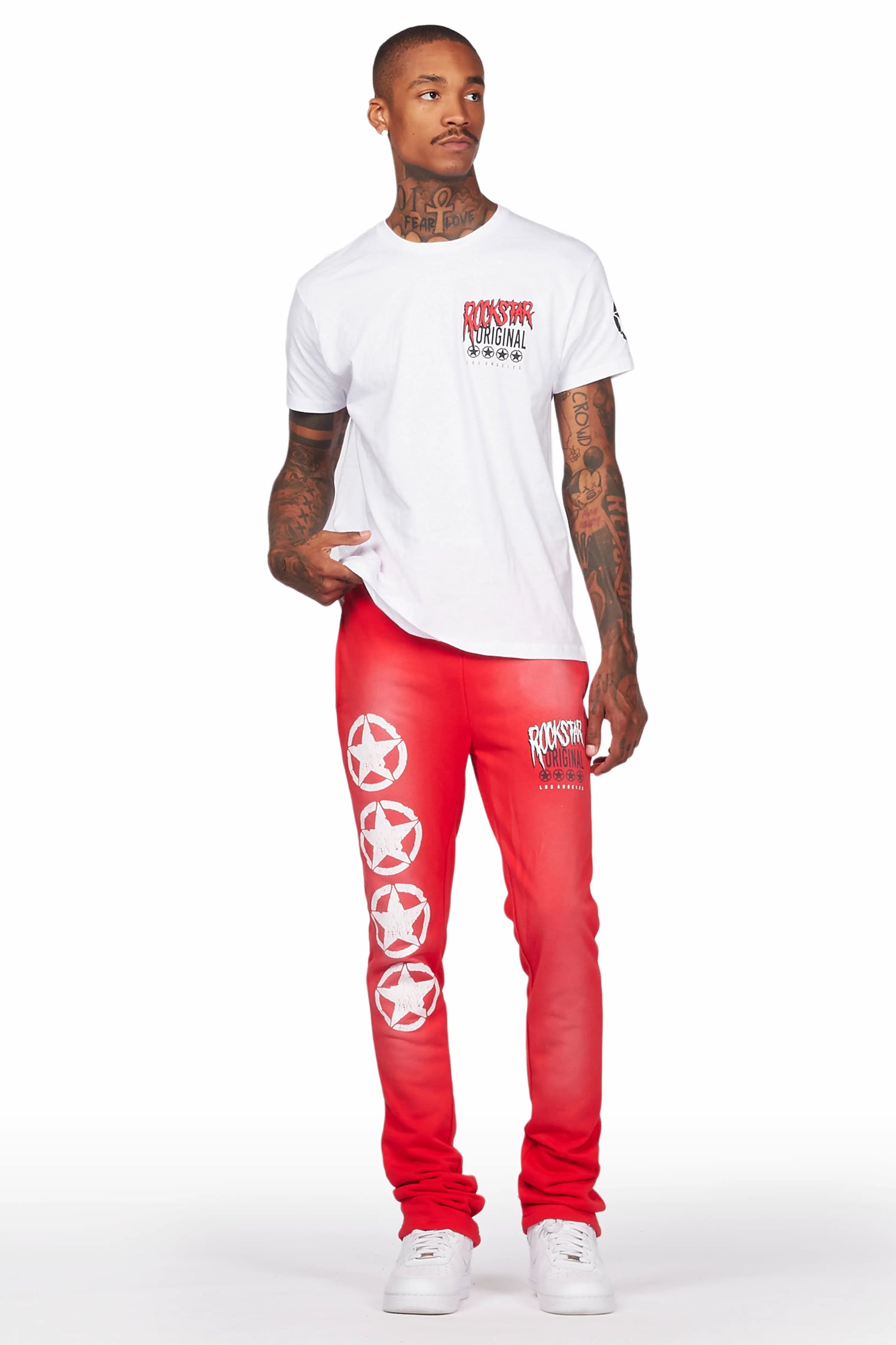 Wizzurd Red T-Shirt/Stacked Flare Pant Set