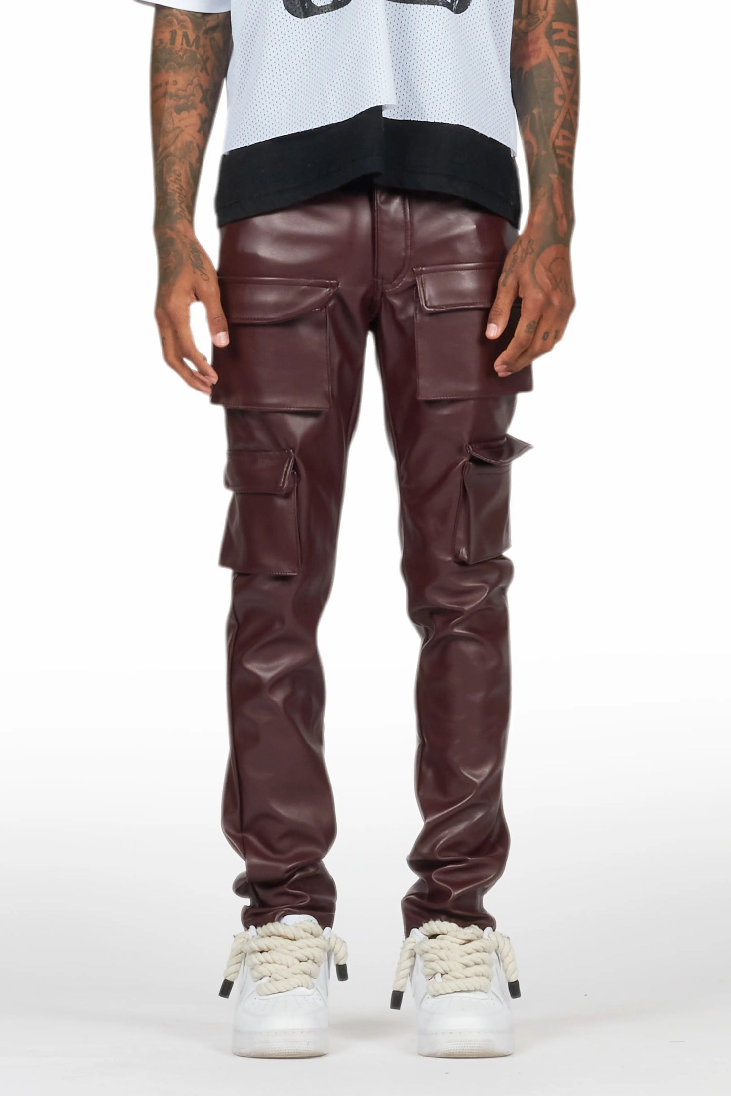 Kap Burgundy Skinny Faux Leather Fit Jean