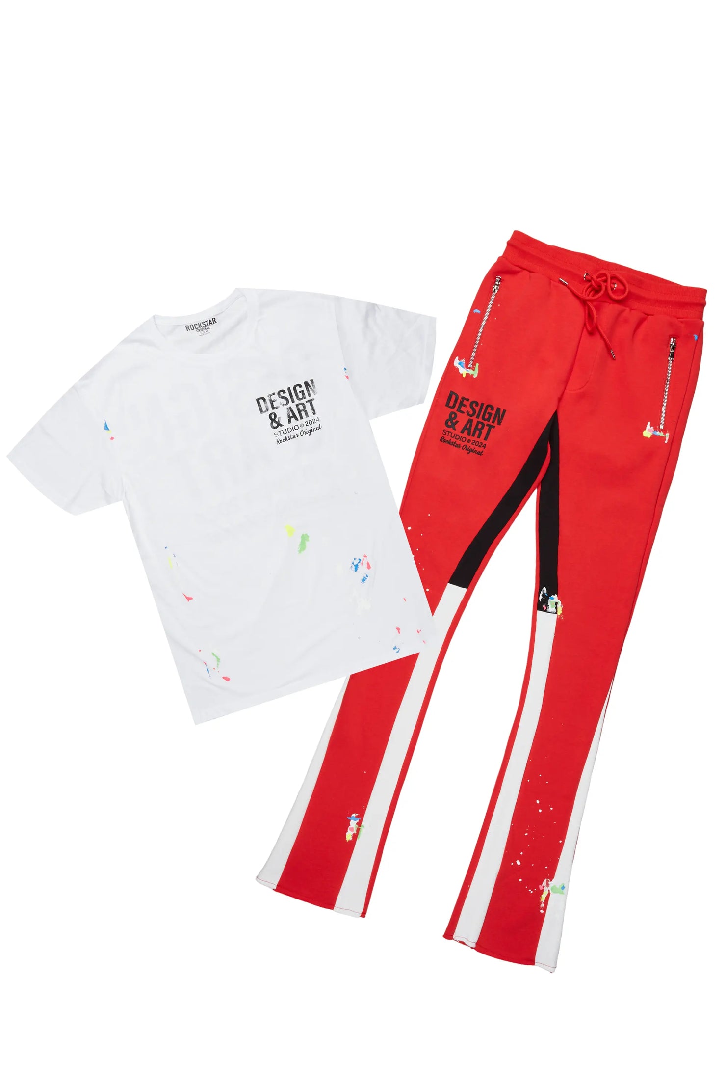 Mancha White/Red T-Shirt Stacked Flare Track Set
