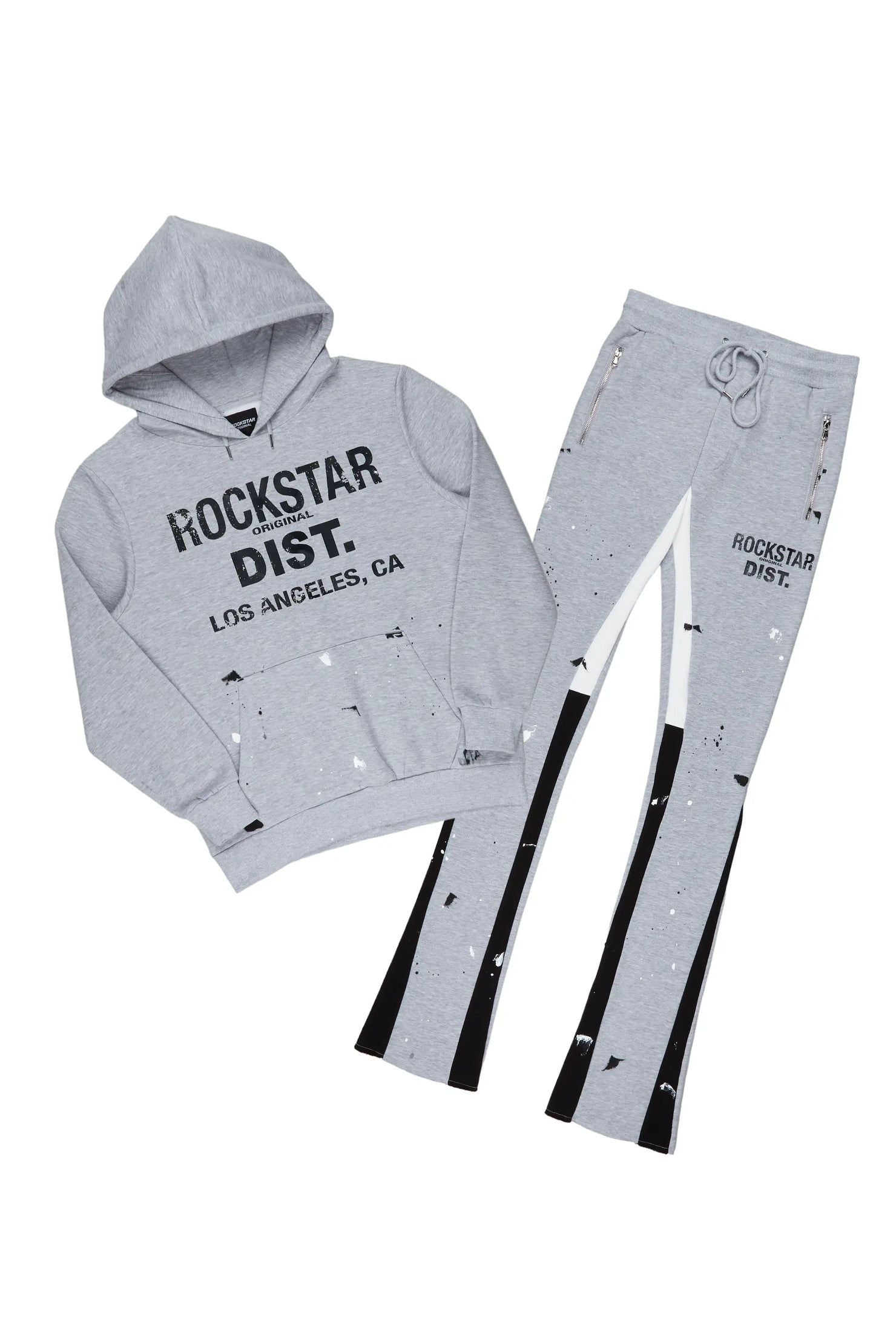 Scottie Heather Paint Splatter Hoodie/Stacked Flare Track Grey Set– Rockstar Original