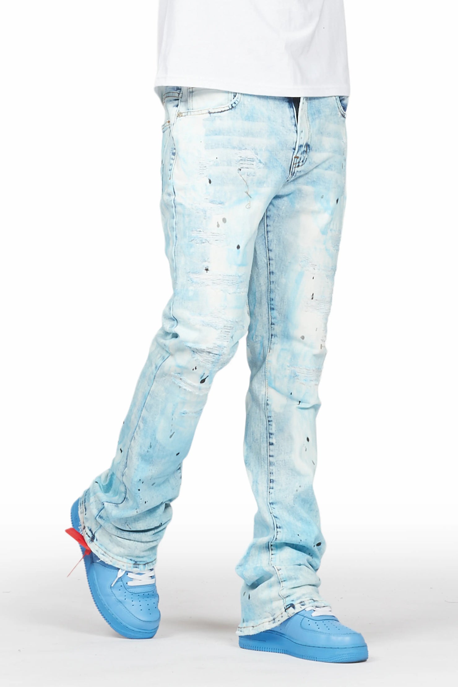 Cantu Light Blue Stacked Flare Jean
