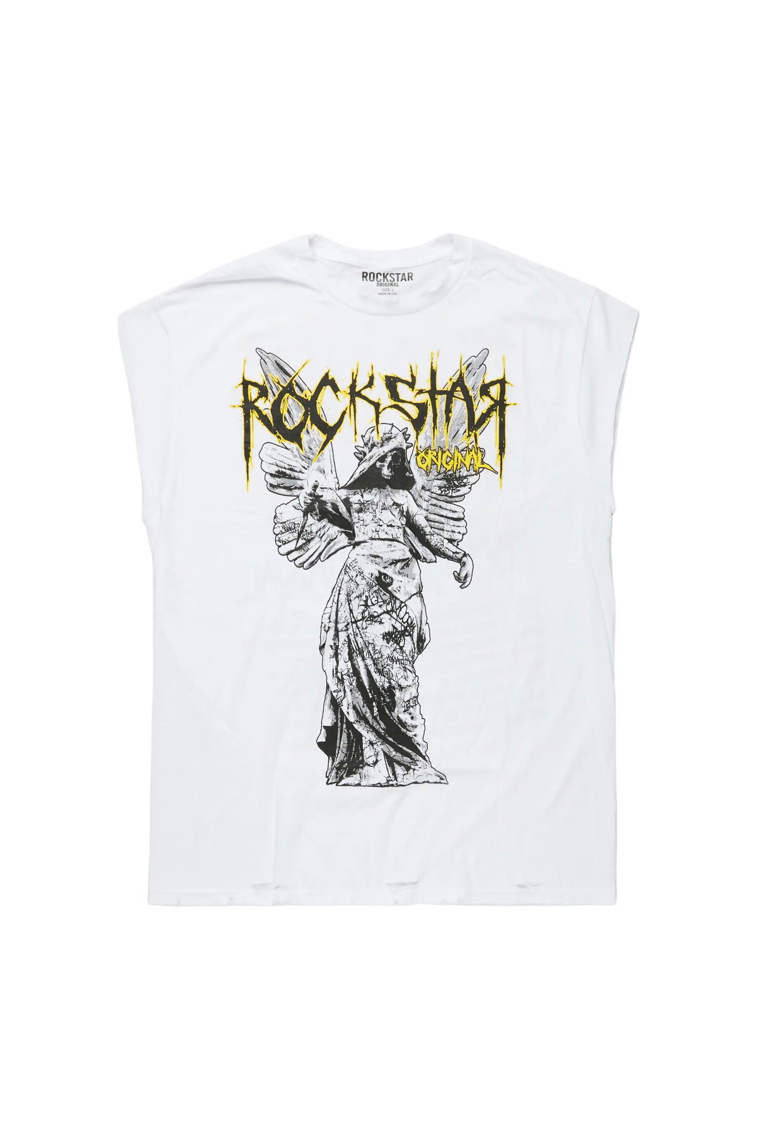 Davon White Oversize Graphic Sleeveless Graphic T-Shirt