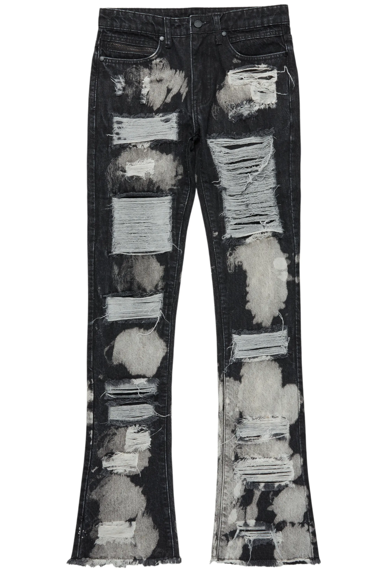 Stig Black Bleach Stacked Flare Jean