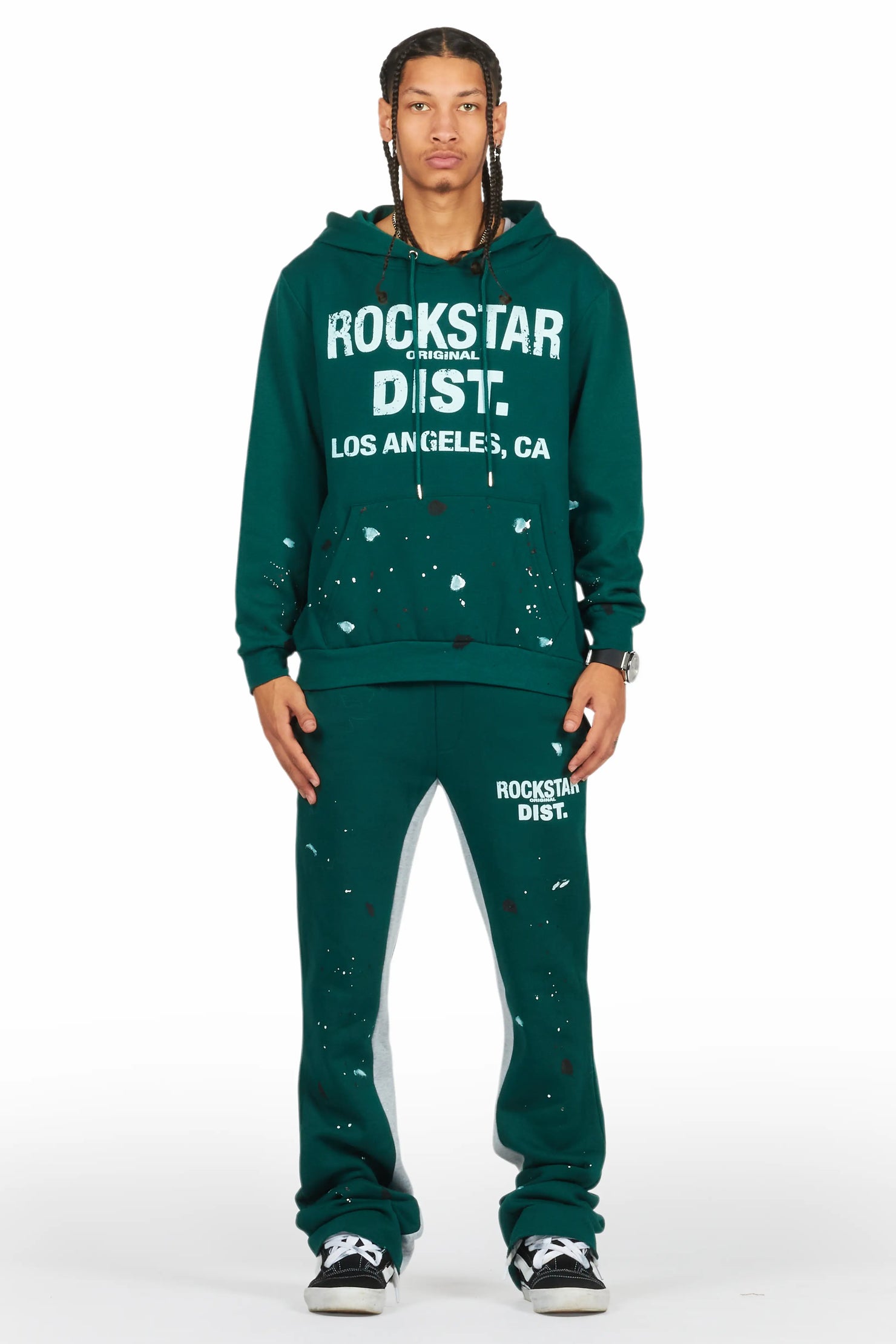 Scottie Green/White Hoodie/Baggy Track Pant Set