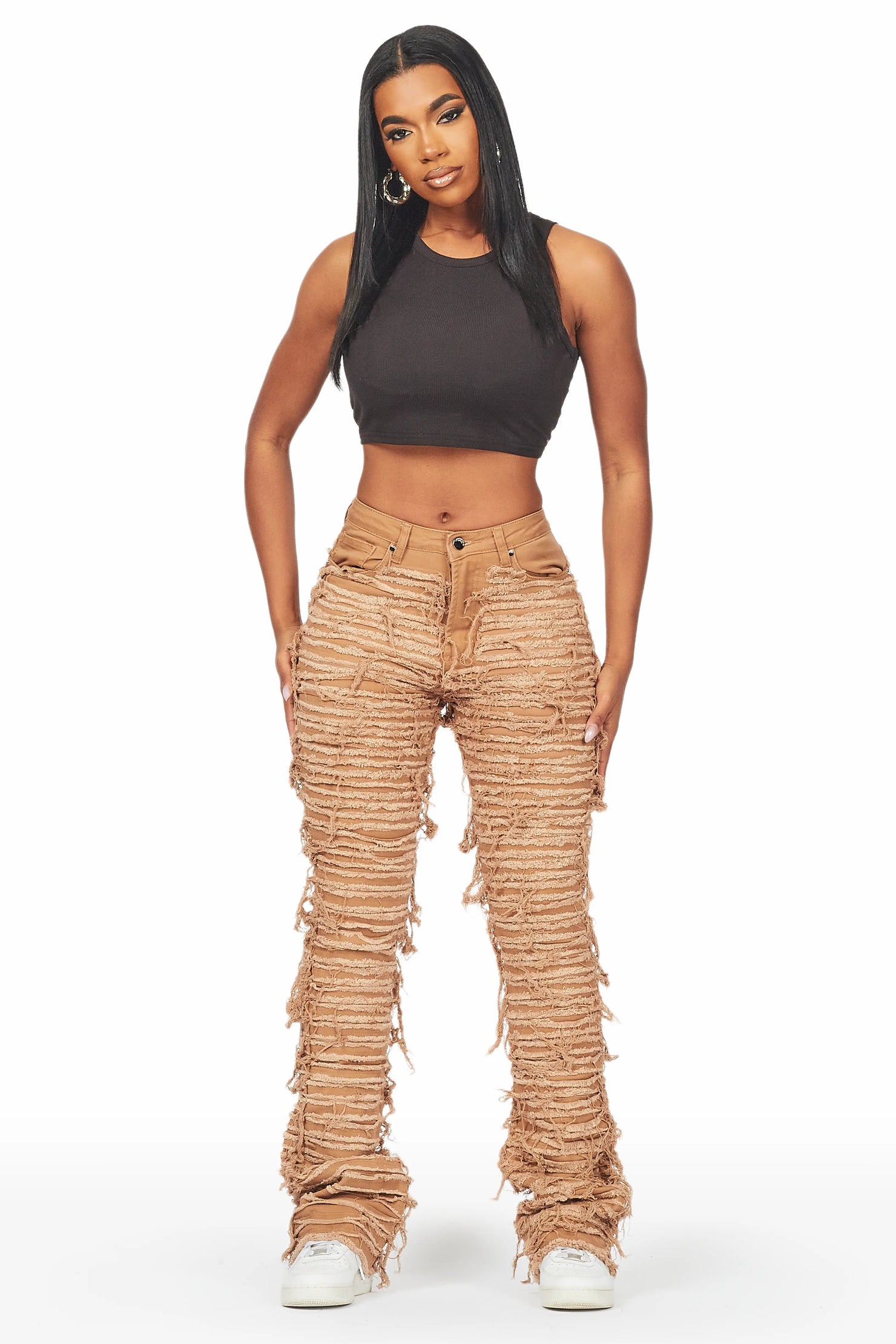 Melany Tan Stacked Flared Jean