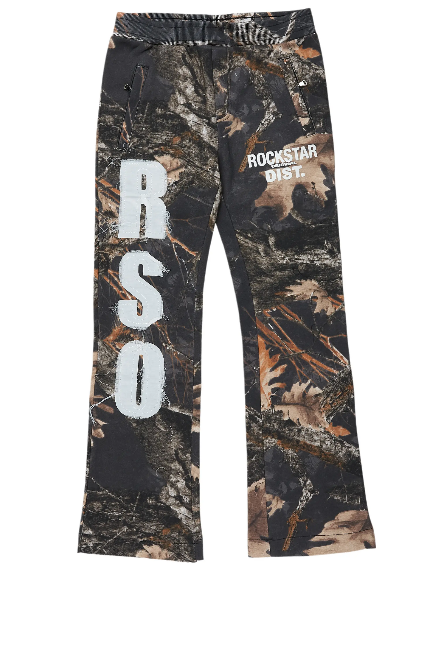 Boys Bansi Black Tree Camo Stacked Trackpant