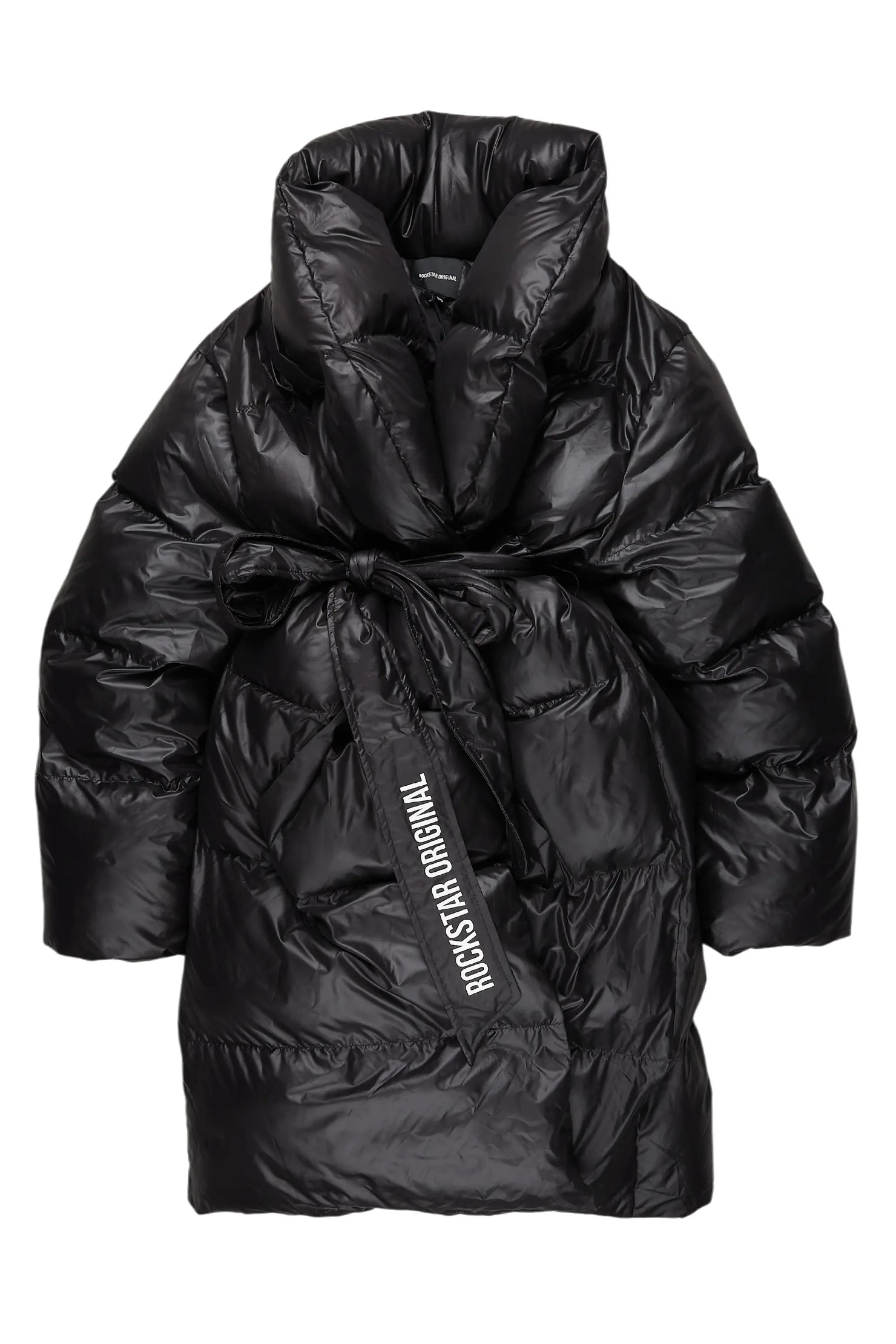 Sehrazat Black Long Wrap Puffer Jacket