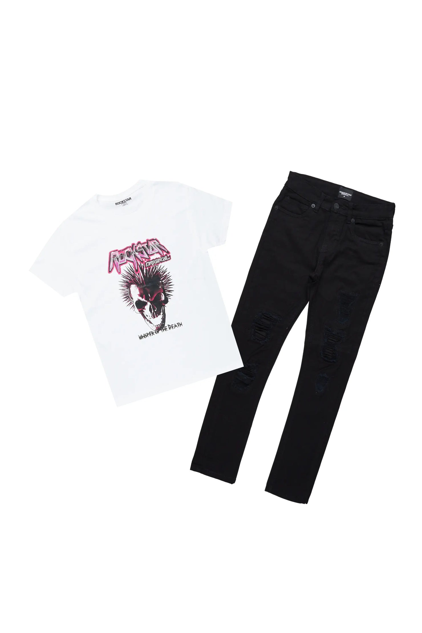 Boys Ganesh White T-Shirt Skinny Jean Set