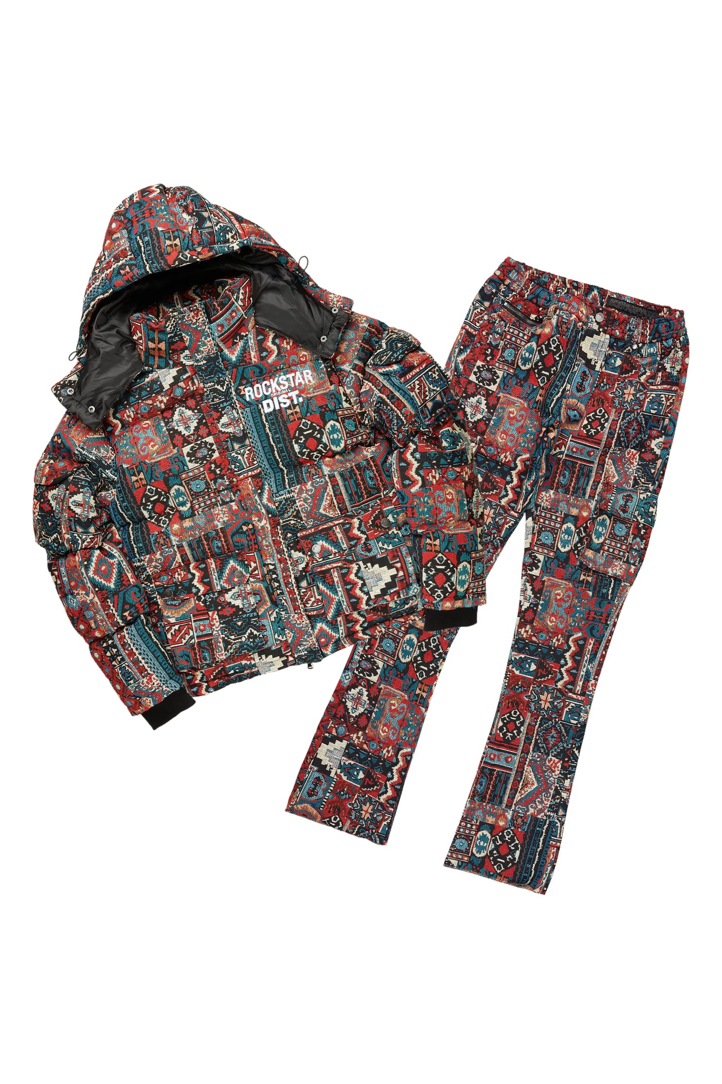 Nard Red Multi Puffer & Nard Tapestry Jean Bundle