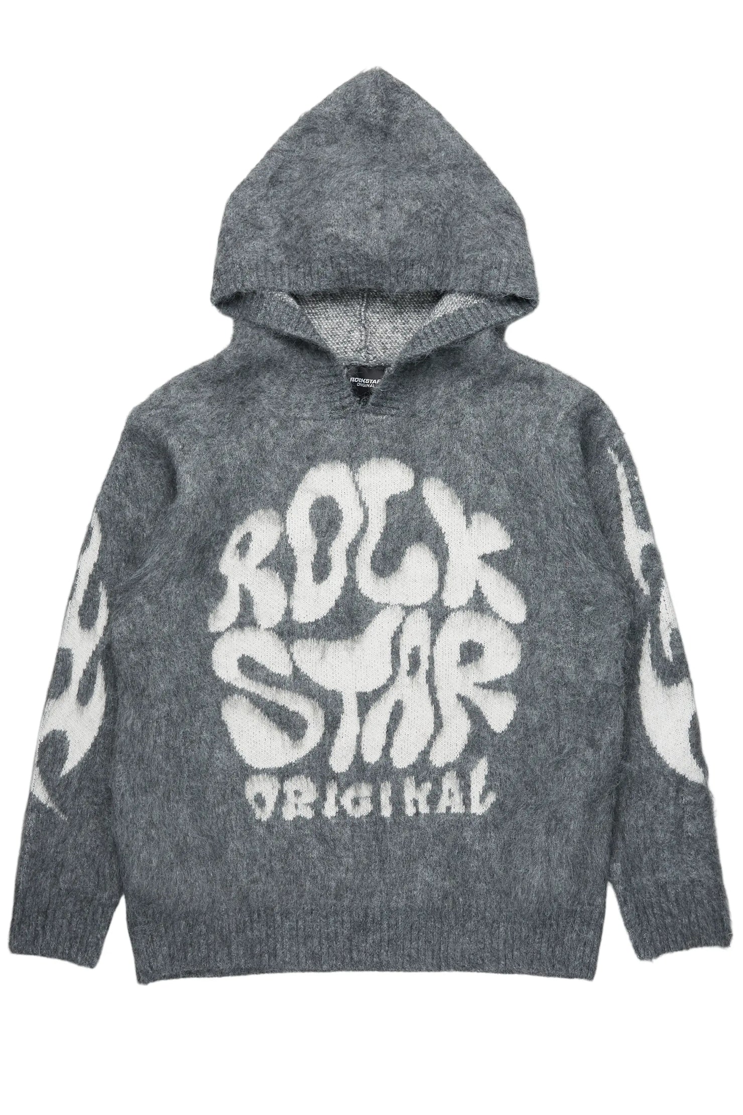 Hakon Grey Graphic Knitted Mohair Hoodie