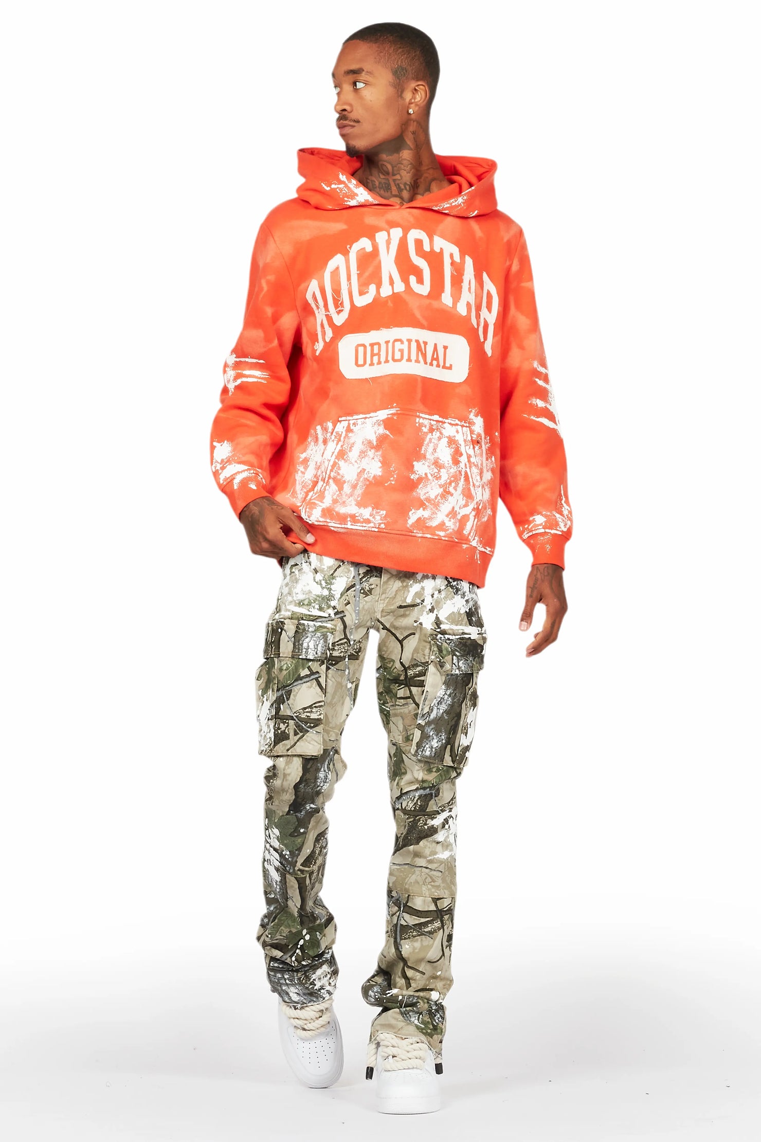 Karlo Orange Hoodie/Stacked Flare Jean Bundle