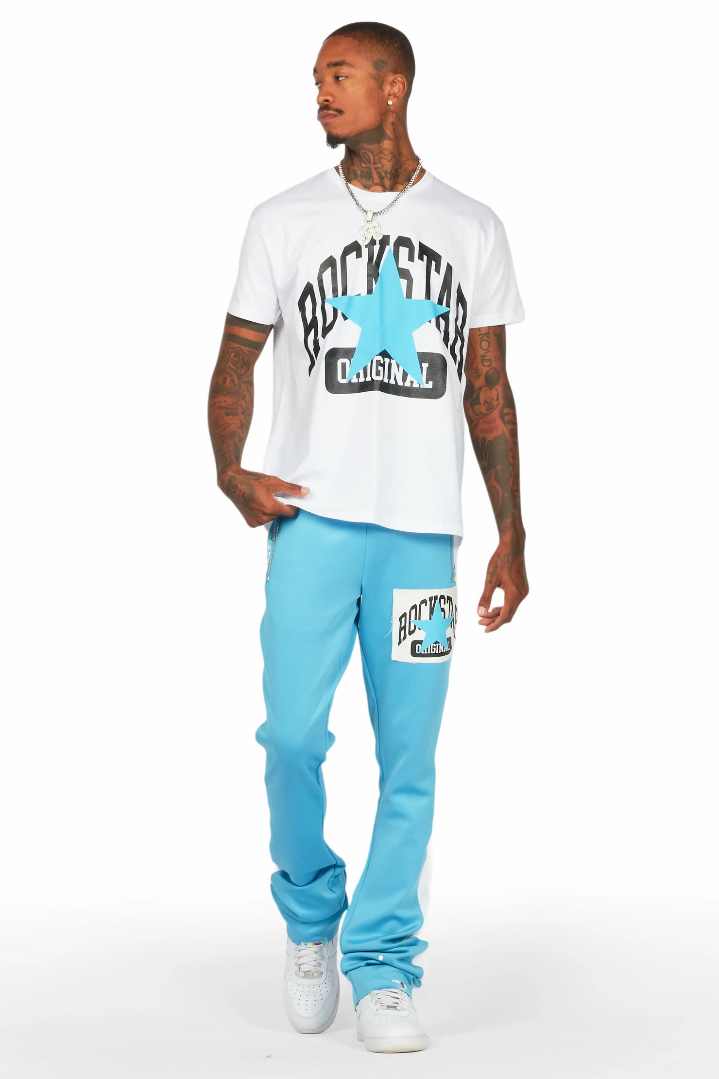 Dash White/Blue T-Shirt/Super Stacked Flare Track Set