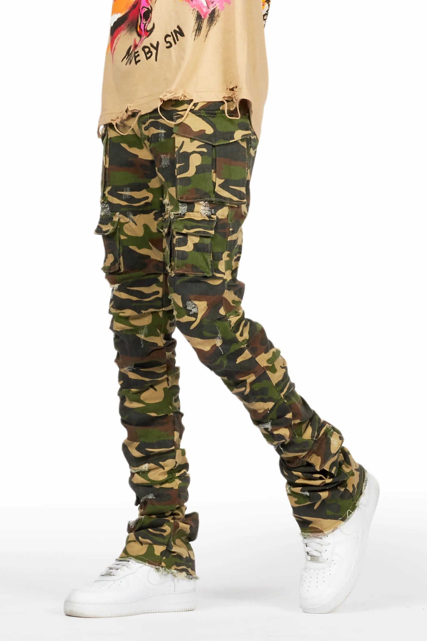 Gentry Camo Stacked Flare Jean