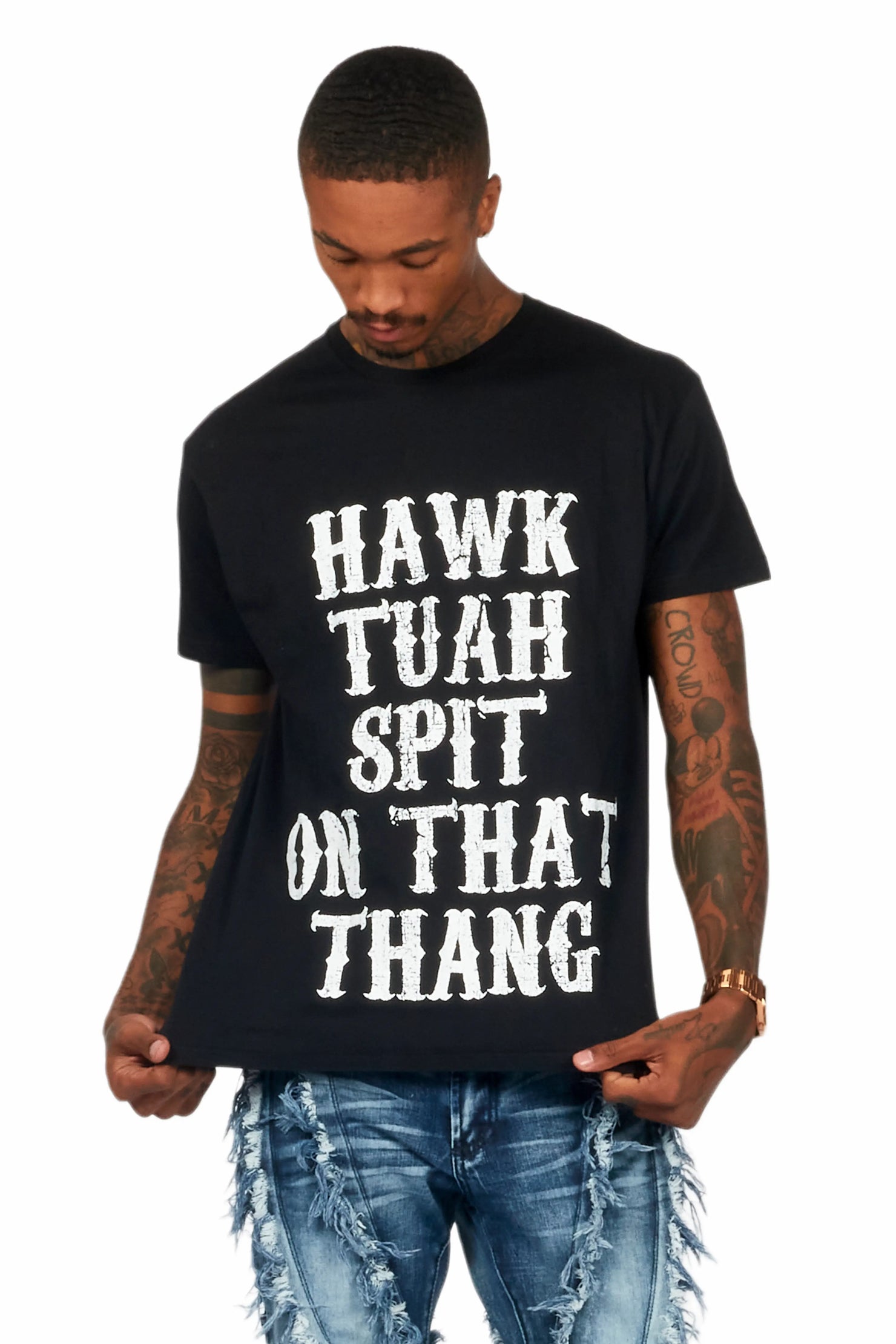 Hawk Tuah Black/White Graphic T-Shirt