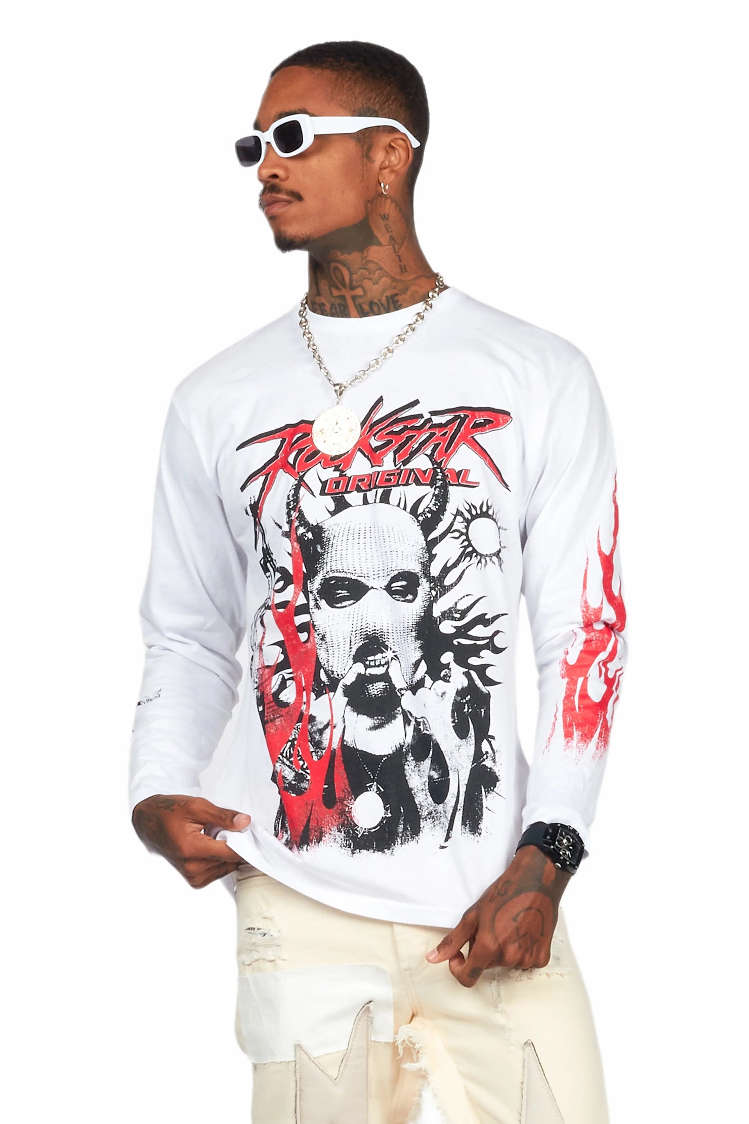 Mercy White Long Sleeve Graphic T-Shirt