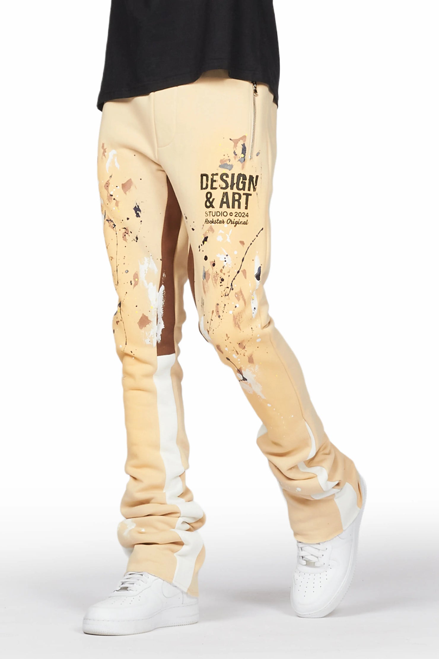 Pellos Beige Graphic Super Stacked Flare Pant