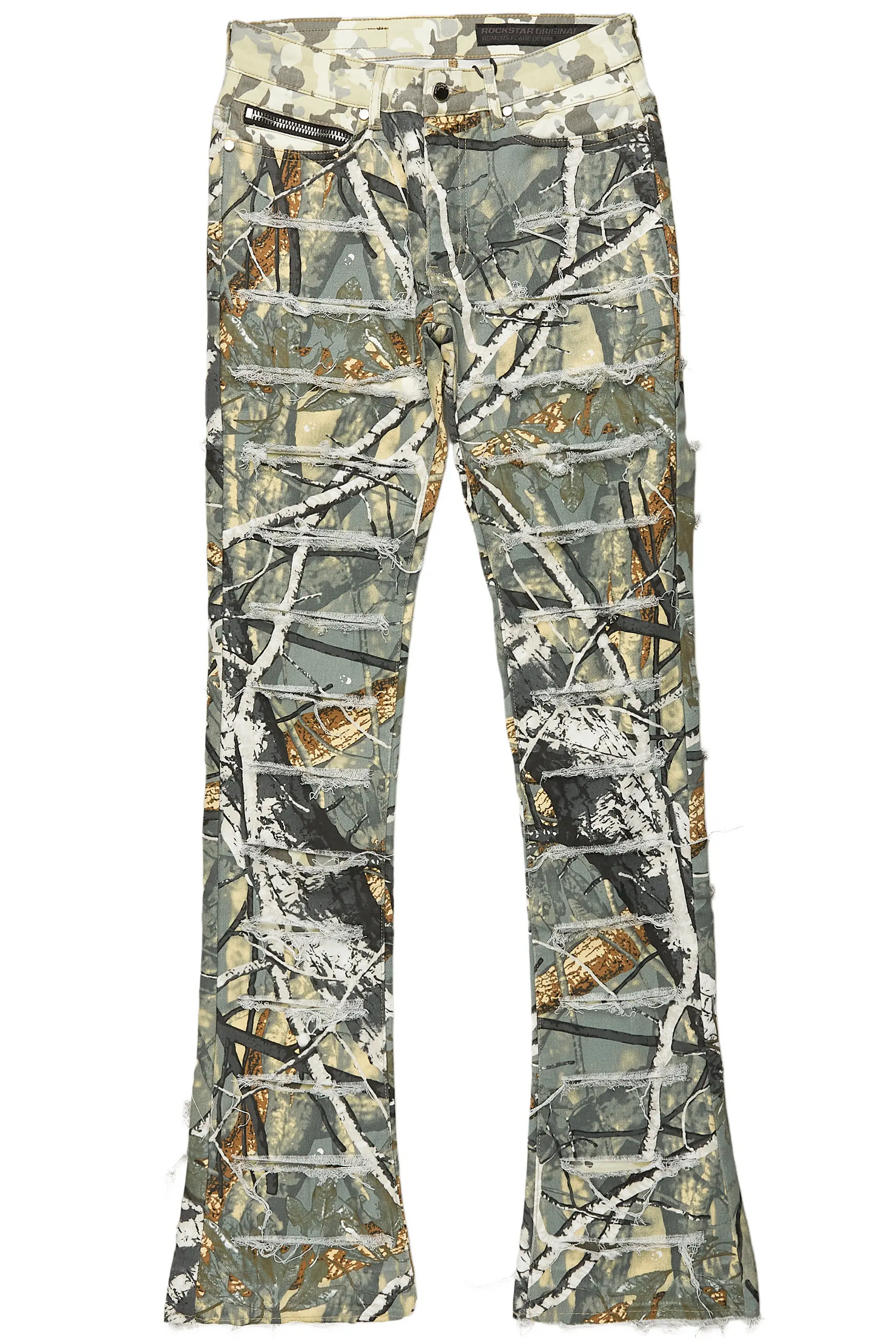 Miguelo Tree Camo Stacked Flare Jean