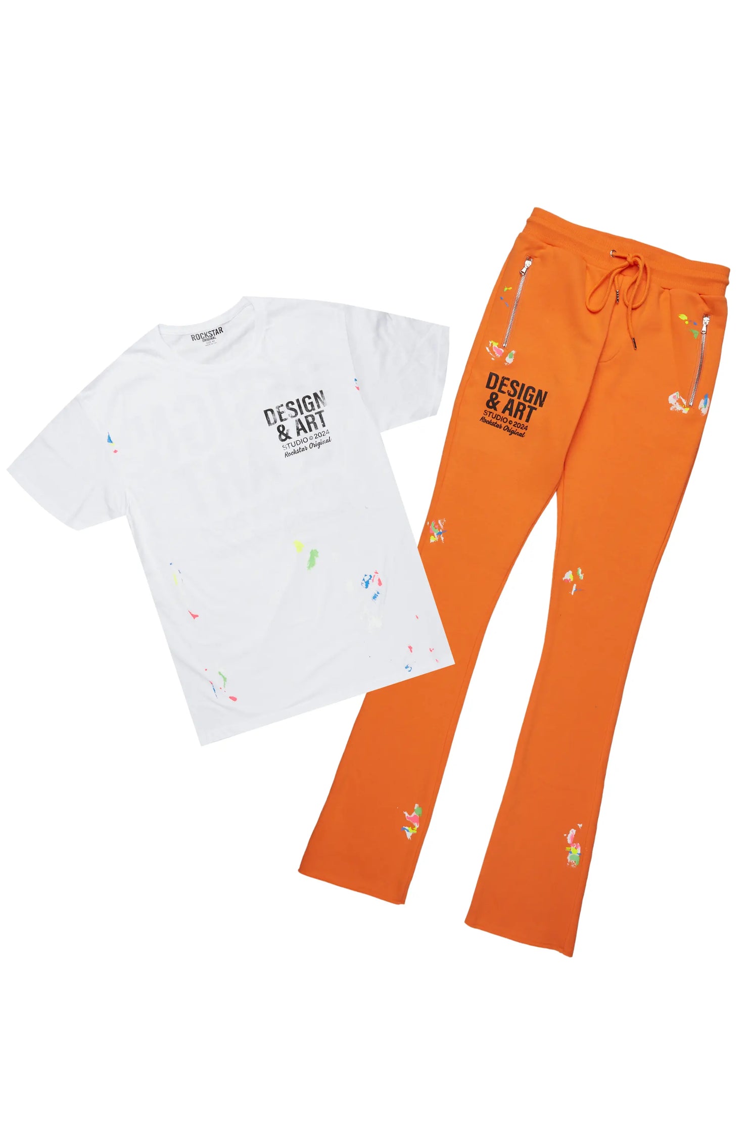 Mancha Orange T-Shirt Stacked Flare Track Set