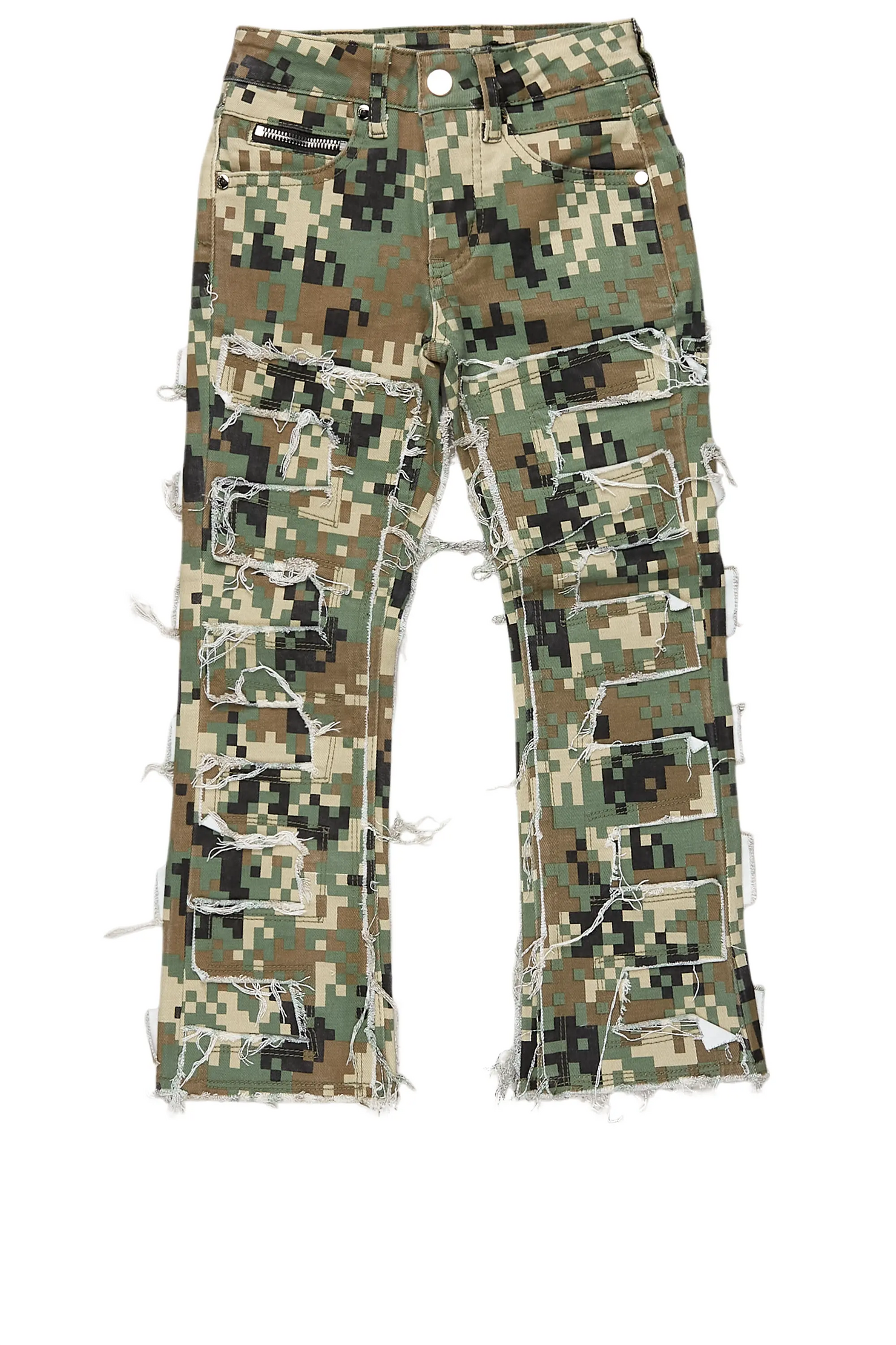 Boys Shake Digital Camo Stacked Flare Jean