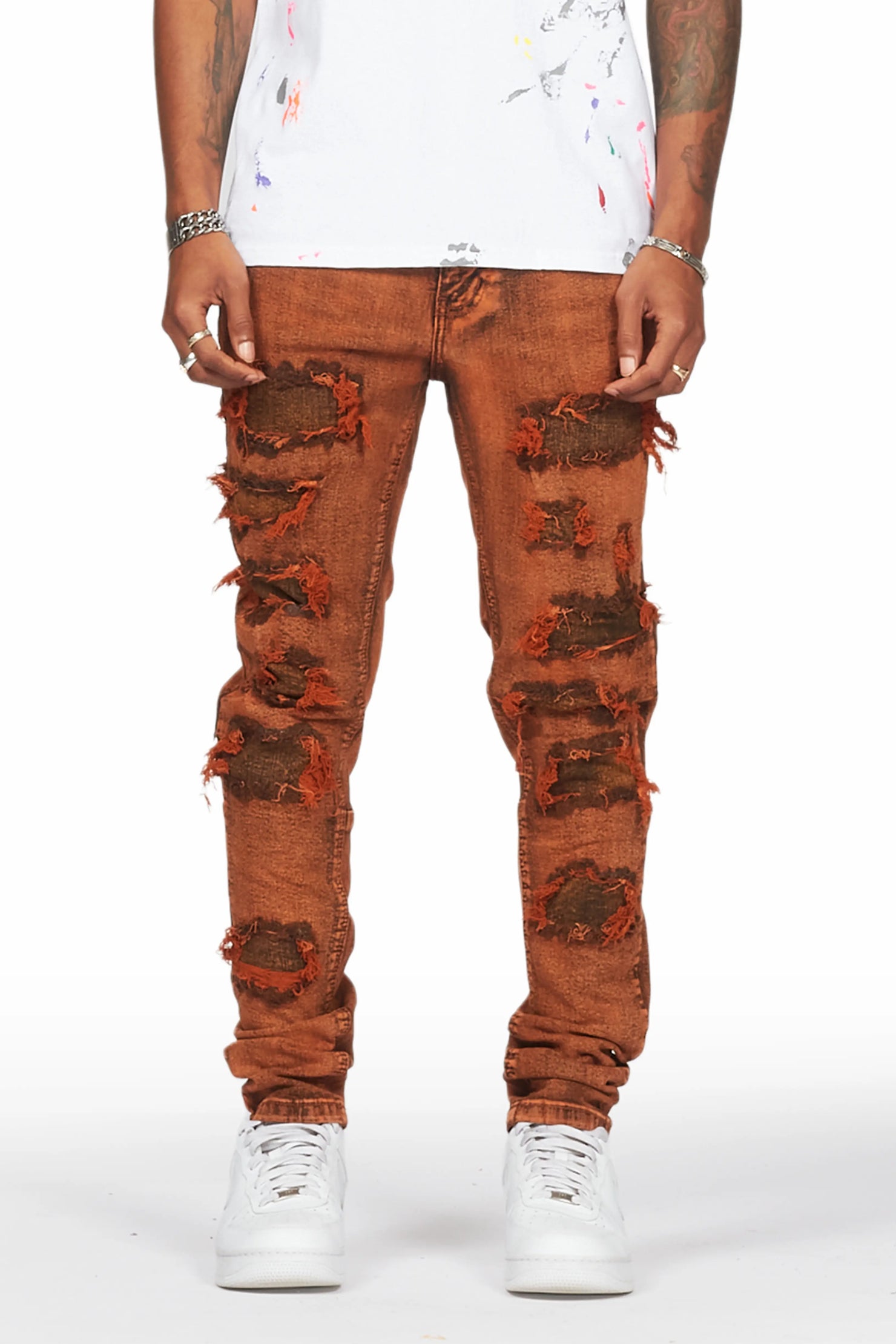 Dalit Orange Under Patch Skinny Fit Jean