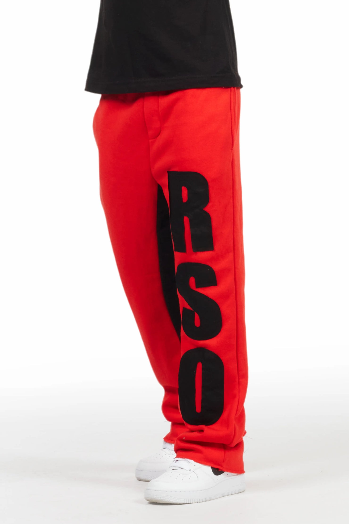 Boys Uko Red Stacked Baggy Flare Pant