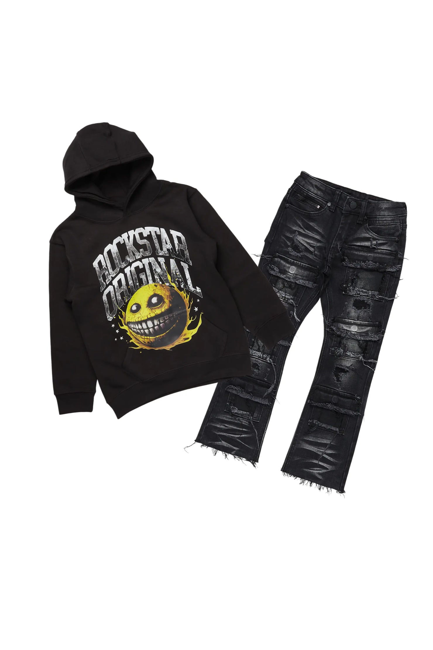 Boys Parsons Black Hoodie/Slim Fit Jean Set