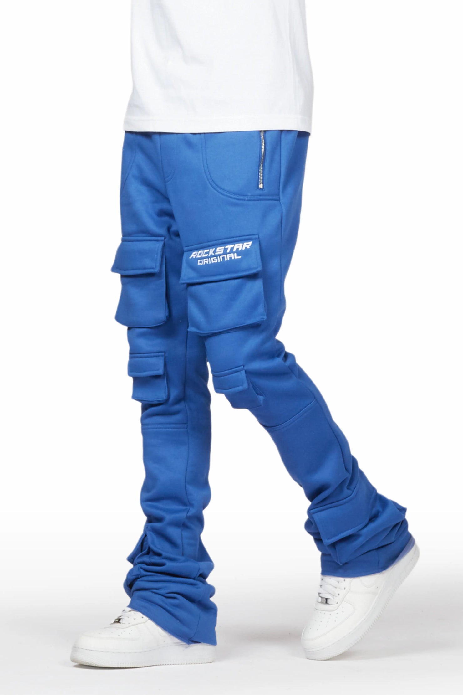 Connor Royal Blue Stacked Flare Track Pant