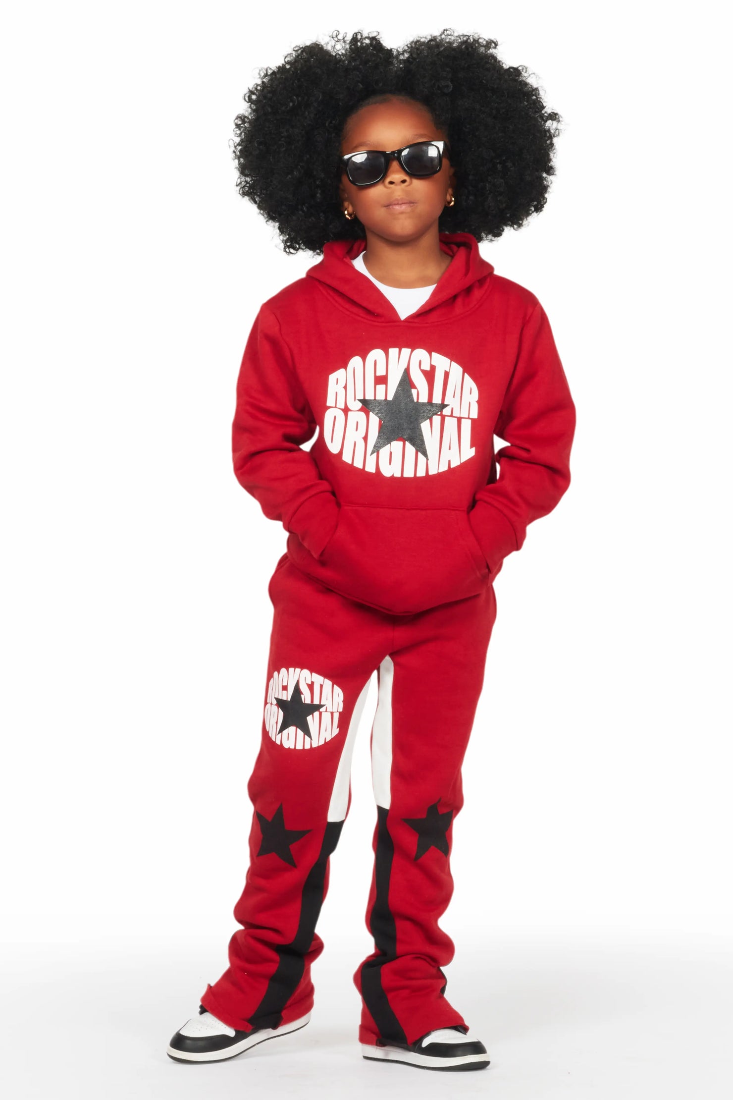 Girls Sargie Burgundy Stacked Pant Set