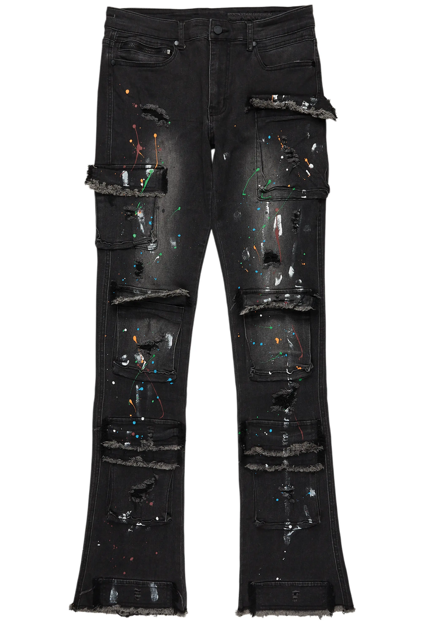 Orien Black Painter Stacked Flare Jean