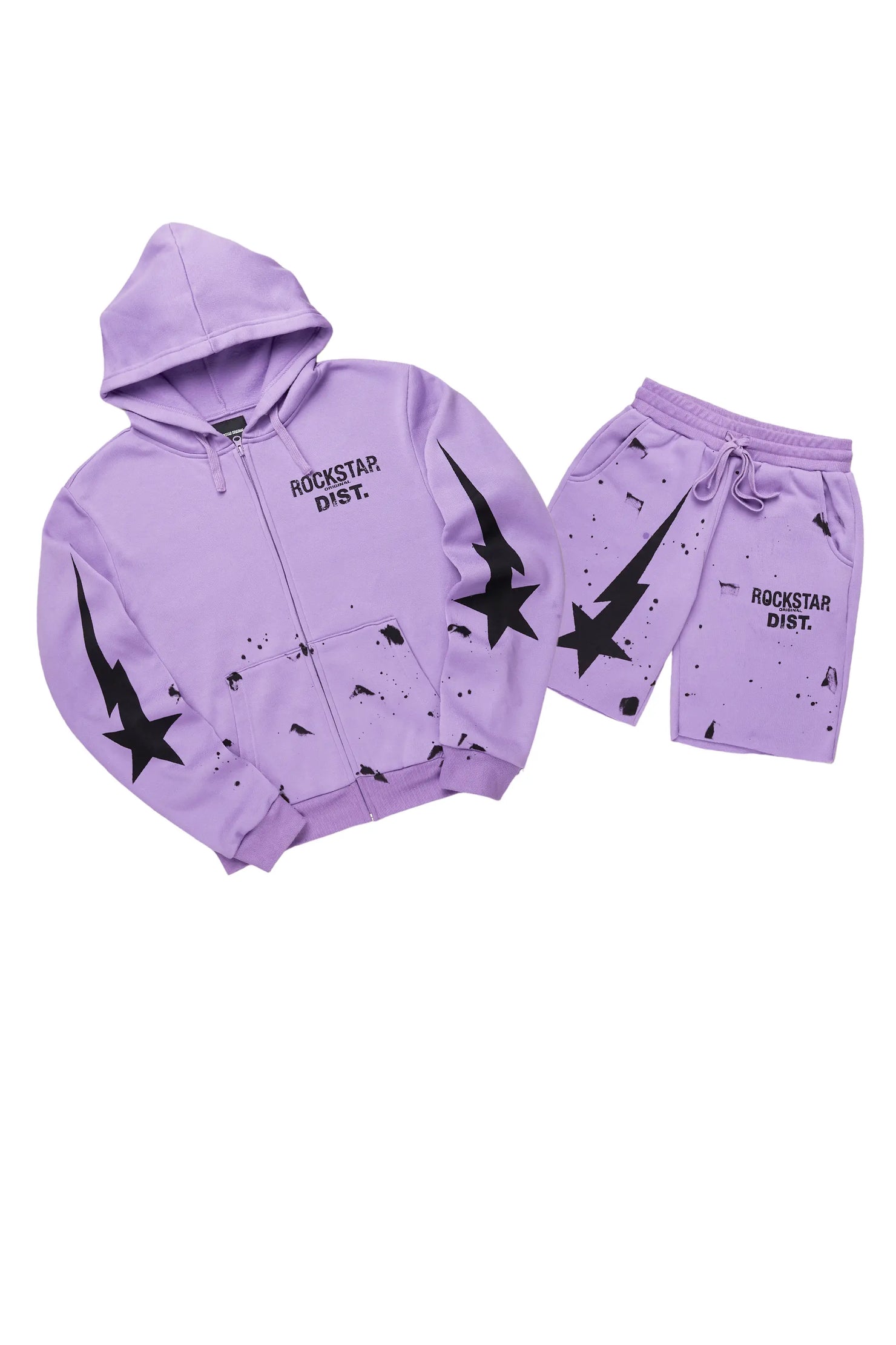 Tiffeny Purple Zip Up Short Set