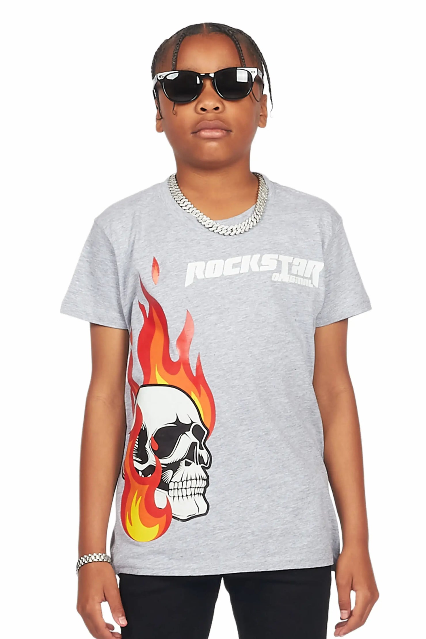 Boys Magnus Heather Grey Graphic T-Shirt