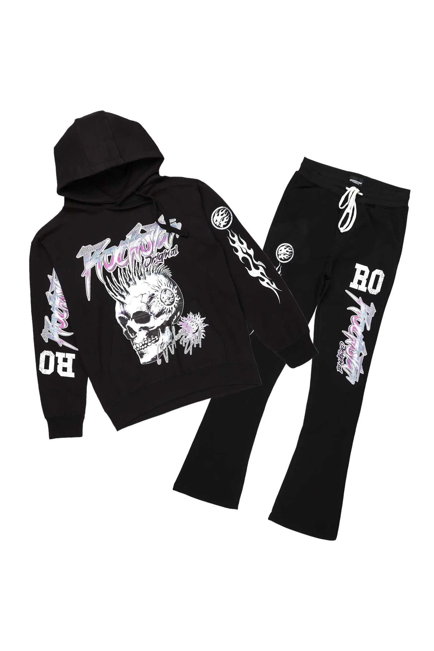 Bram Black Graphic Hoodie/Track Pant Set