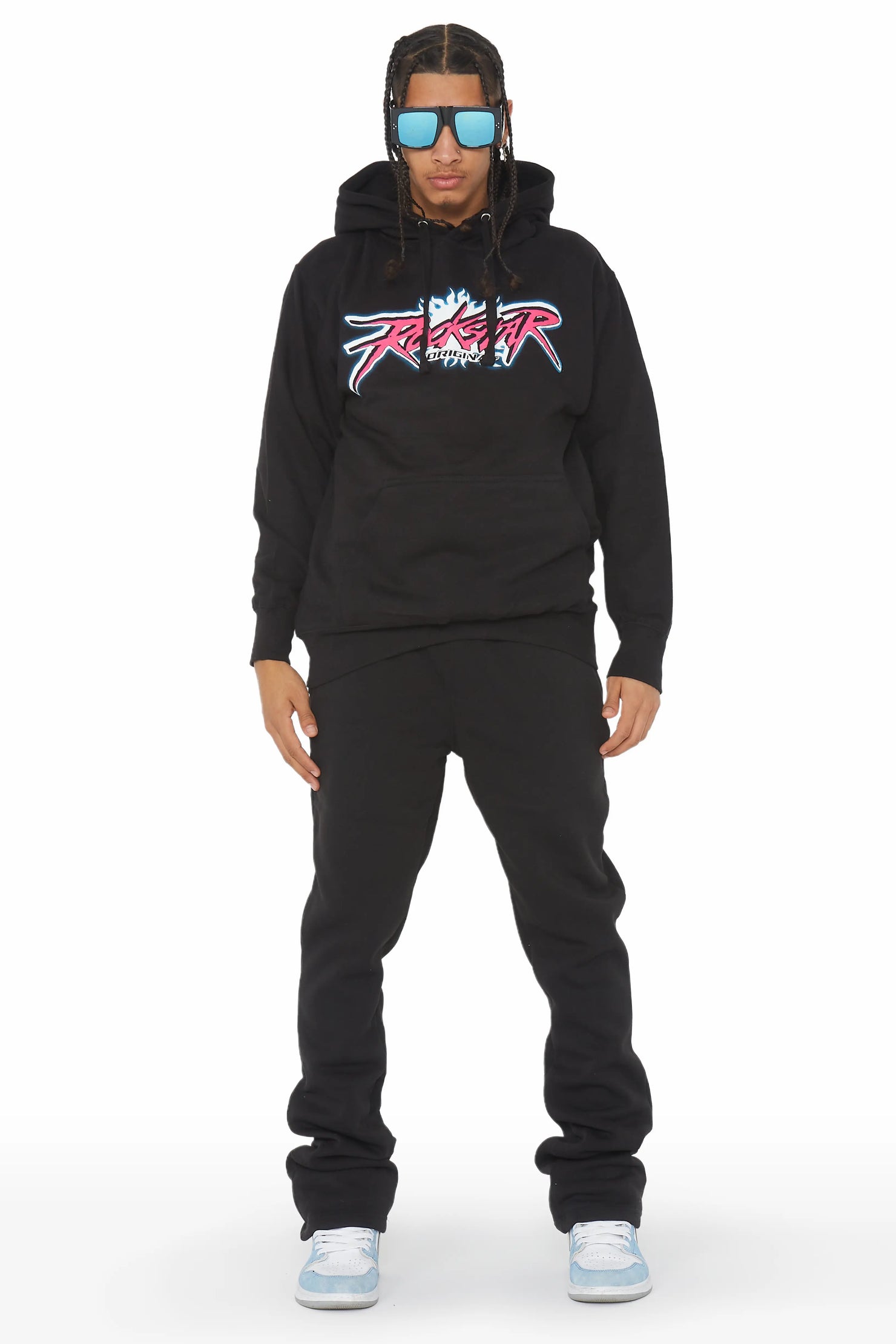 Jeton Black Graphic Hoodie Track Pant Set