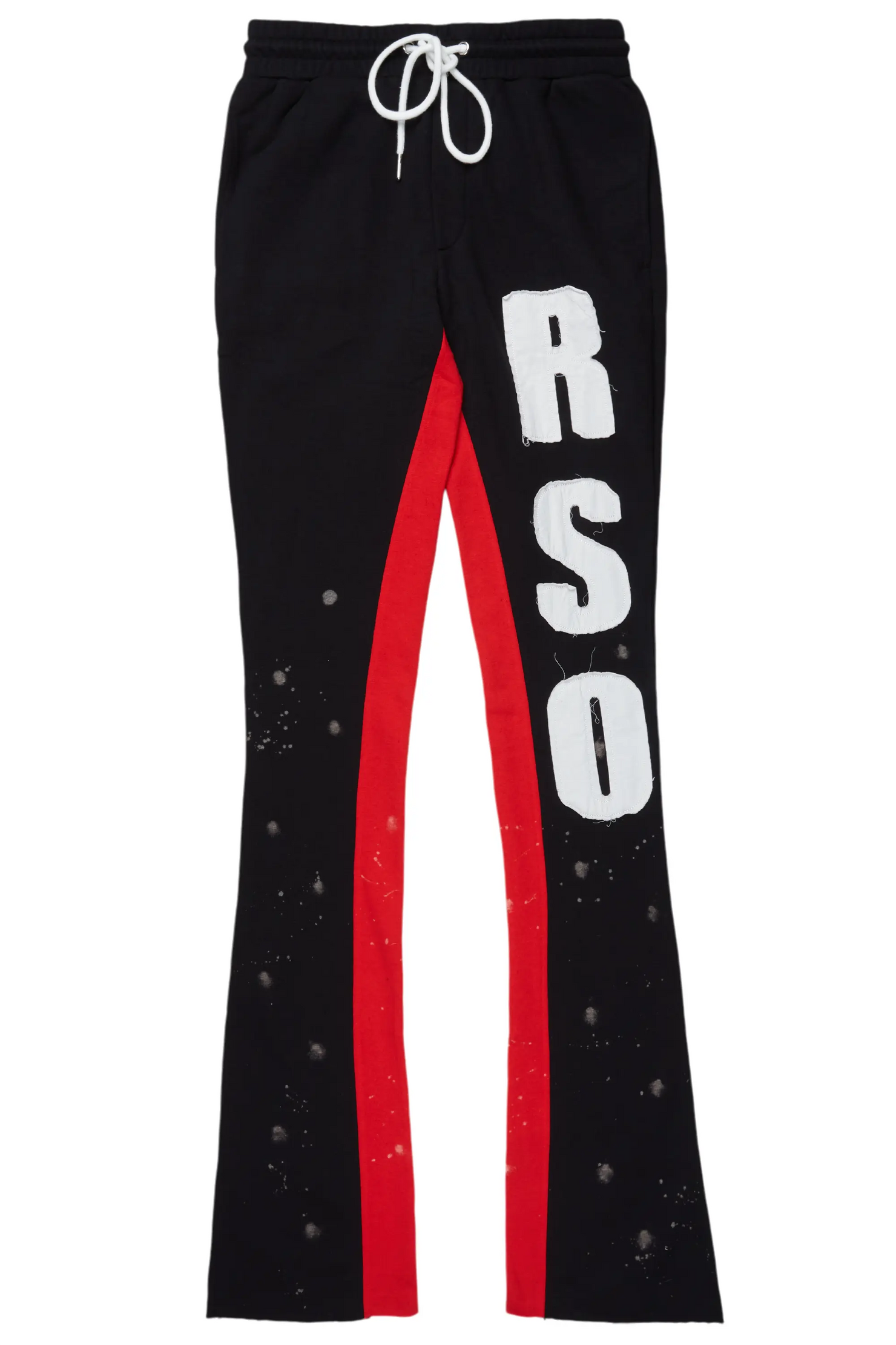 Uko Black Patchwork Stacked Flare Track Pant