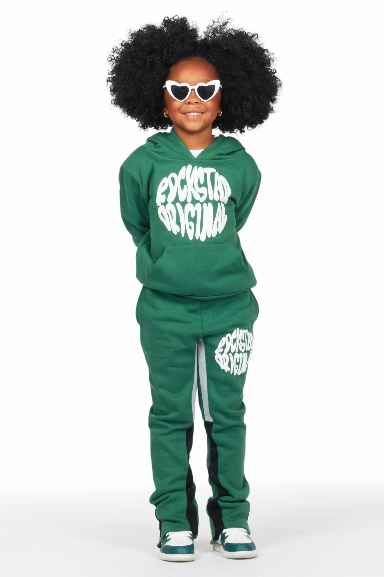 Girls Rayna Green Stacked Pant Set