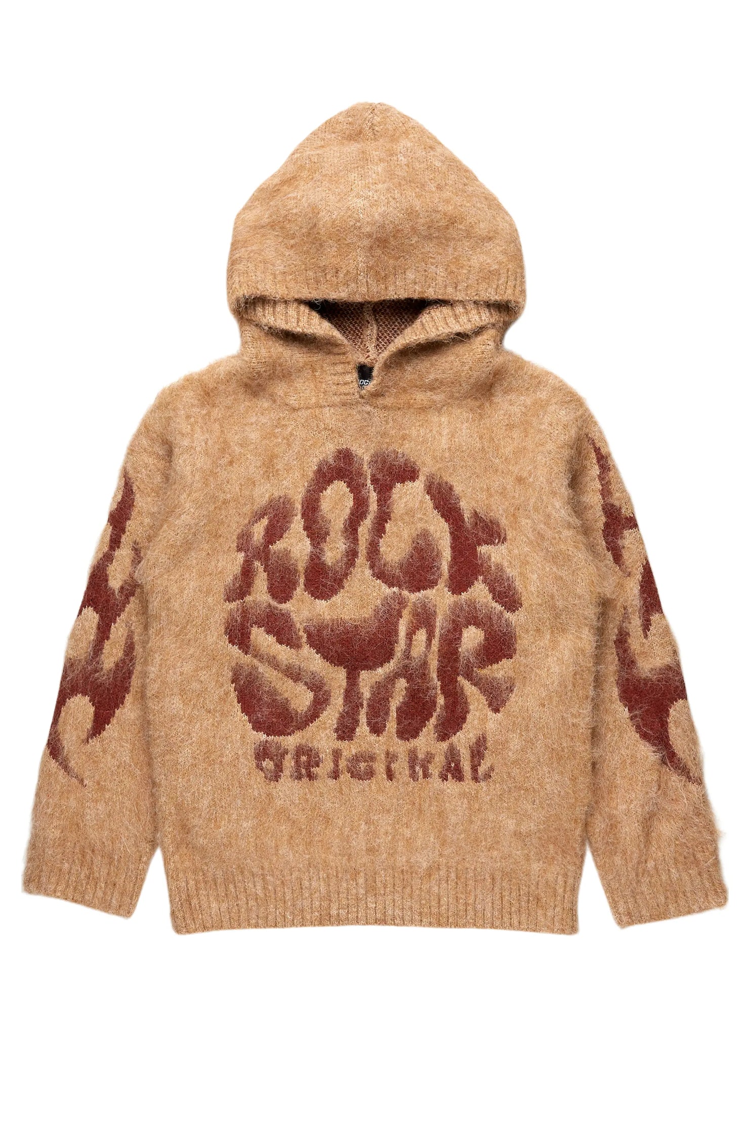 Boys Hakon Brown Graphic Knitted Mohair Hoodie